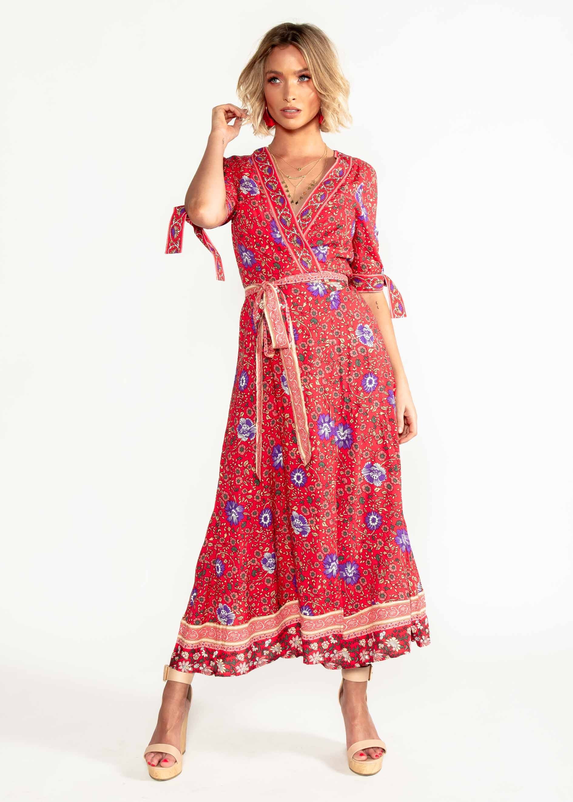 Beyond Dreams Wrap Maxi Dress - Saffron Blossom