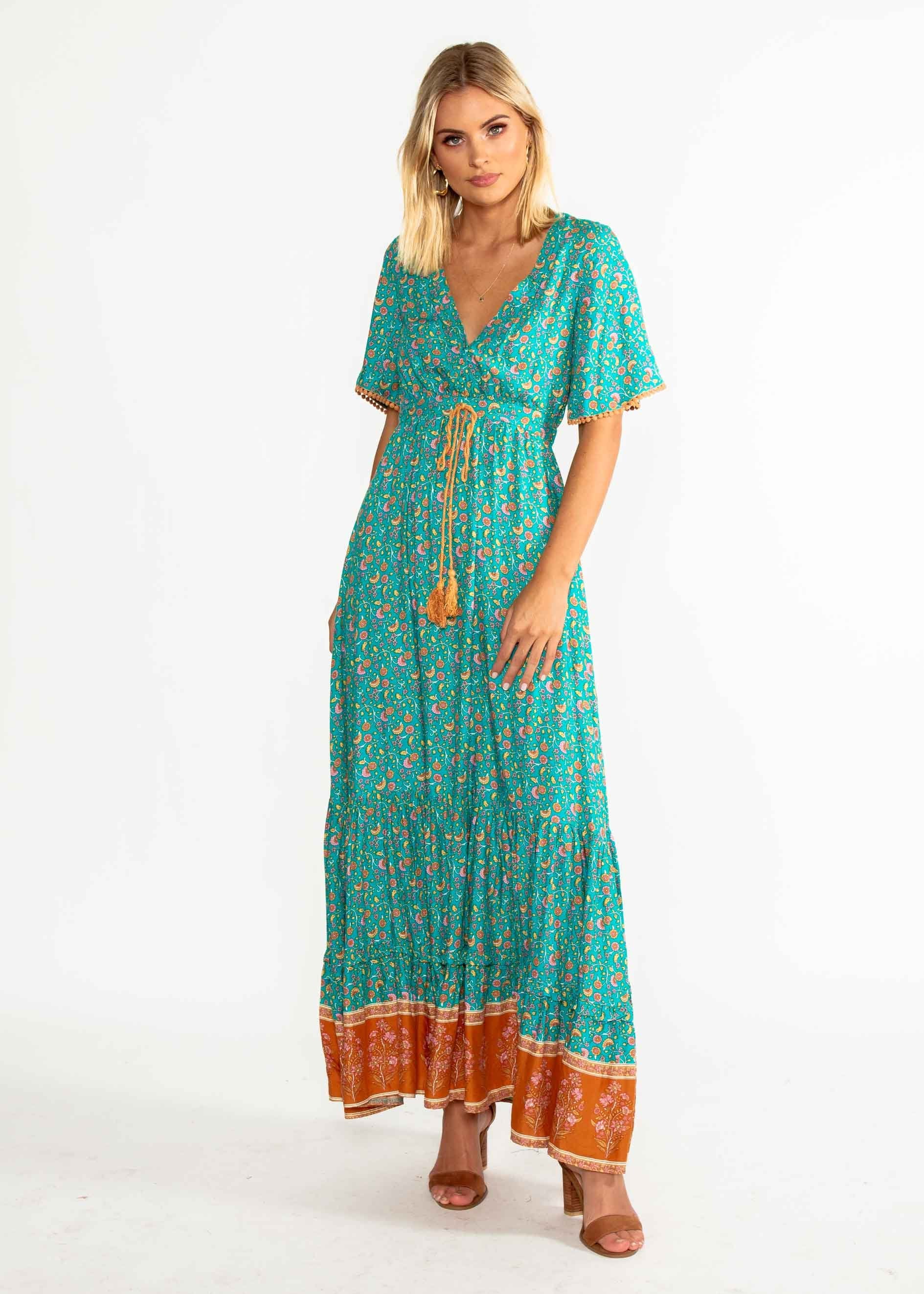 Serenity Maxi Dress - Turquoise Floral