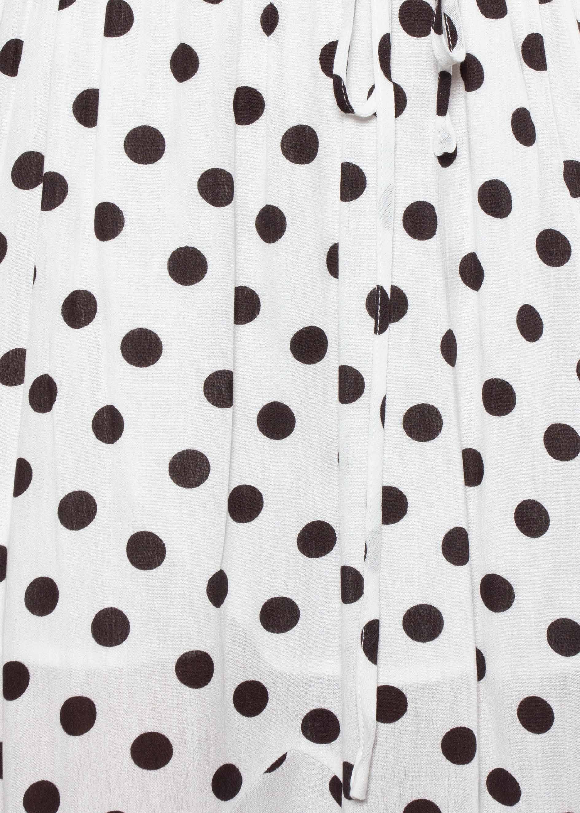 Melody Midi Dress w/ Tie - White Polka
