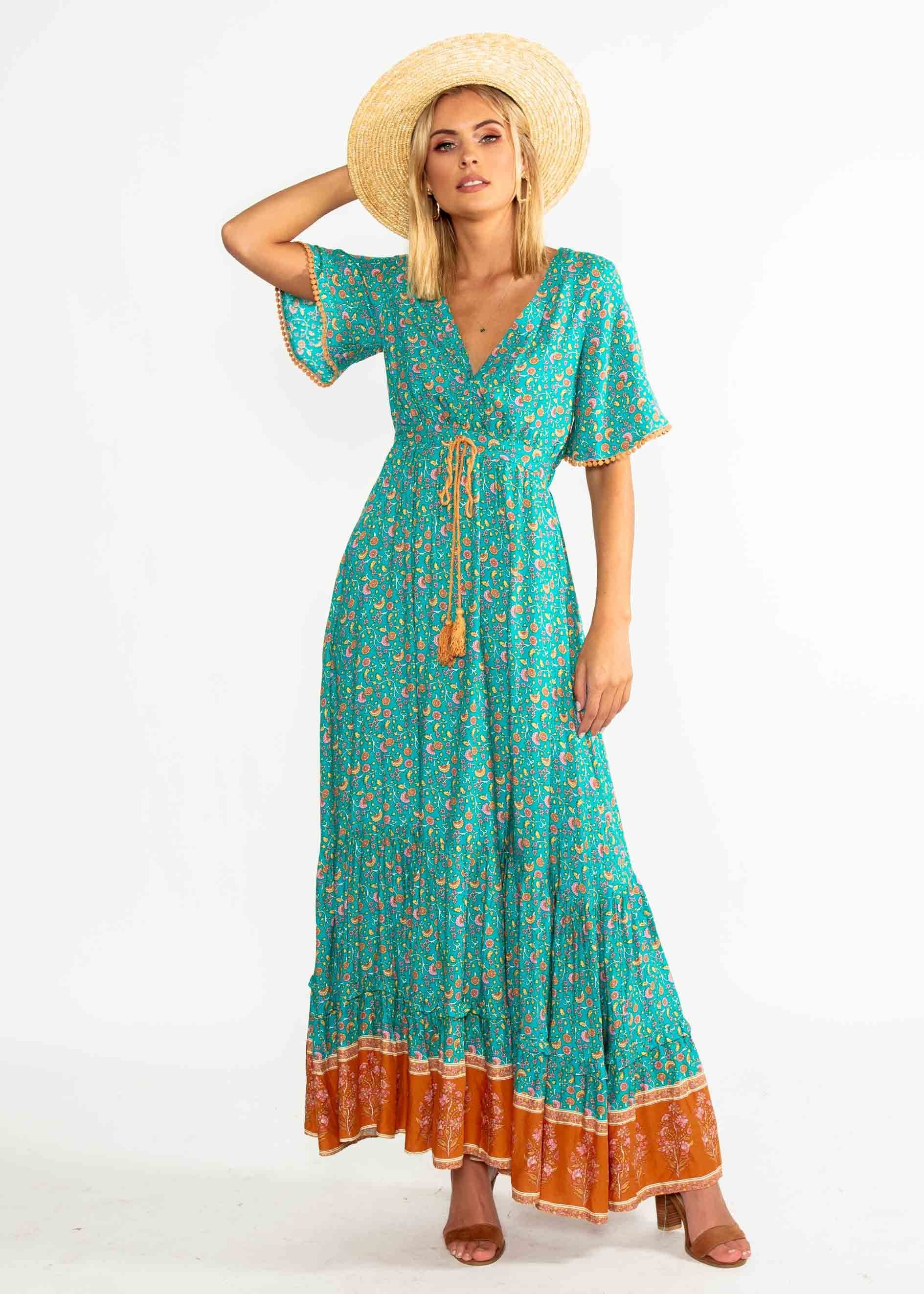 Serenity Maxi Dress - Turquoise Floral