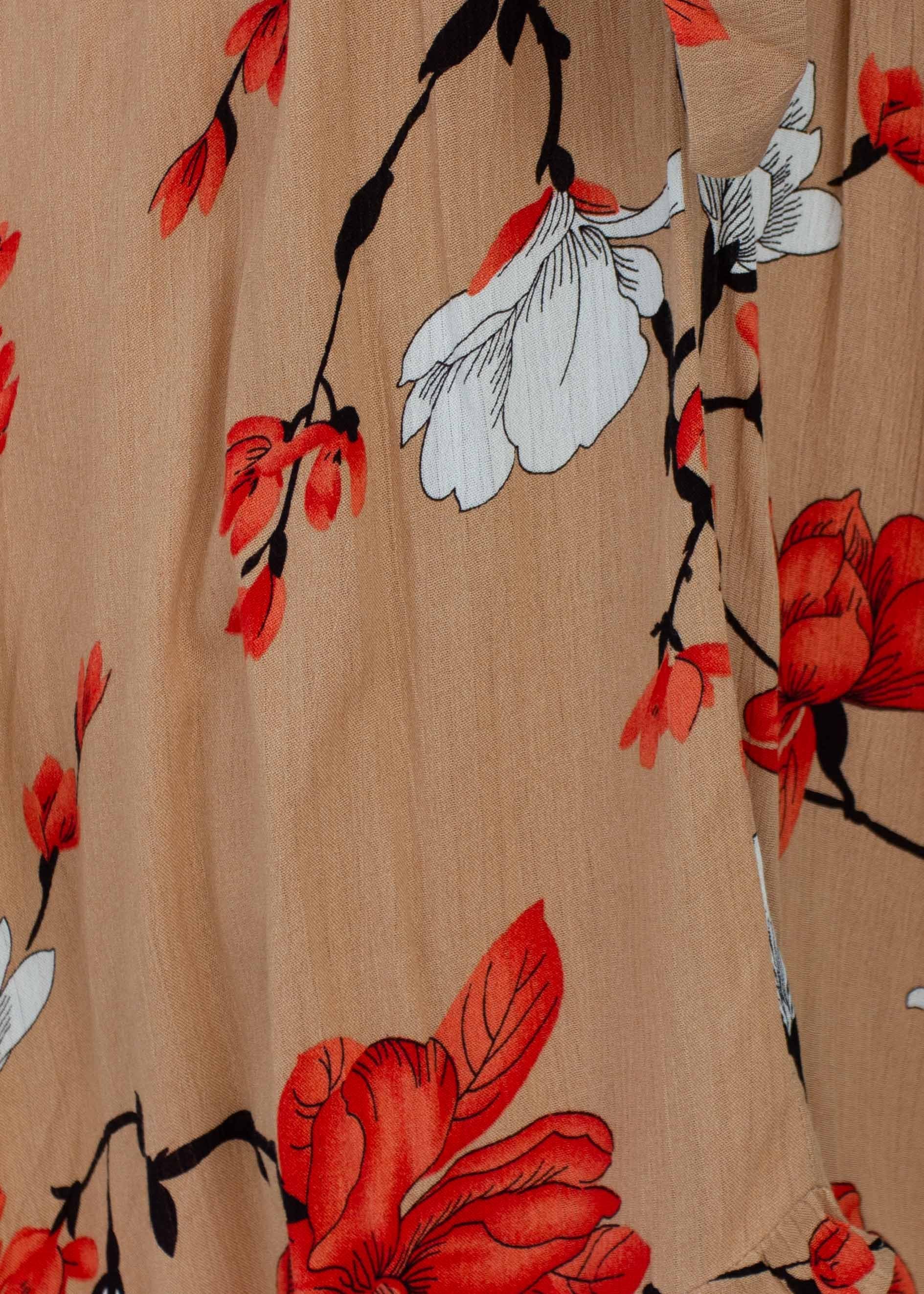 Harmony Tie Hi-Low Midi Dress - Mocha Floral