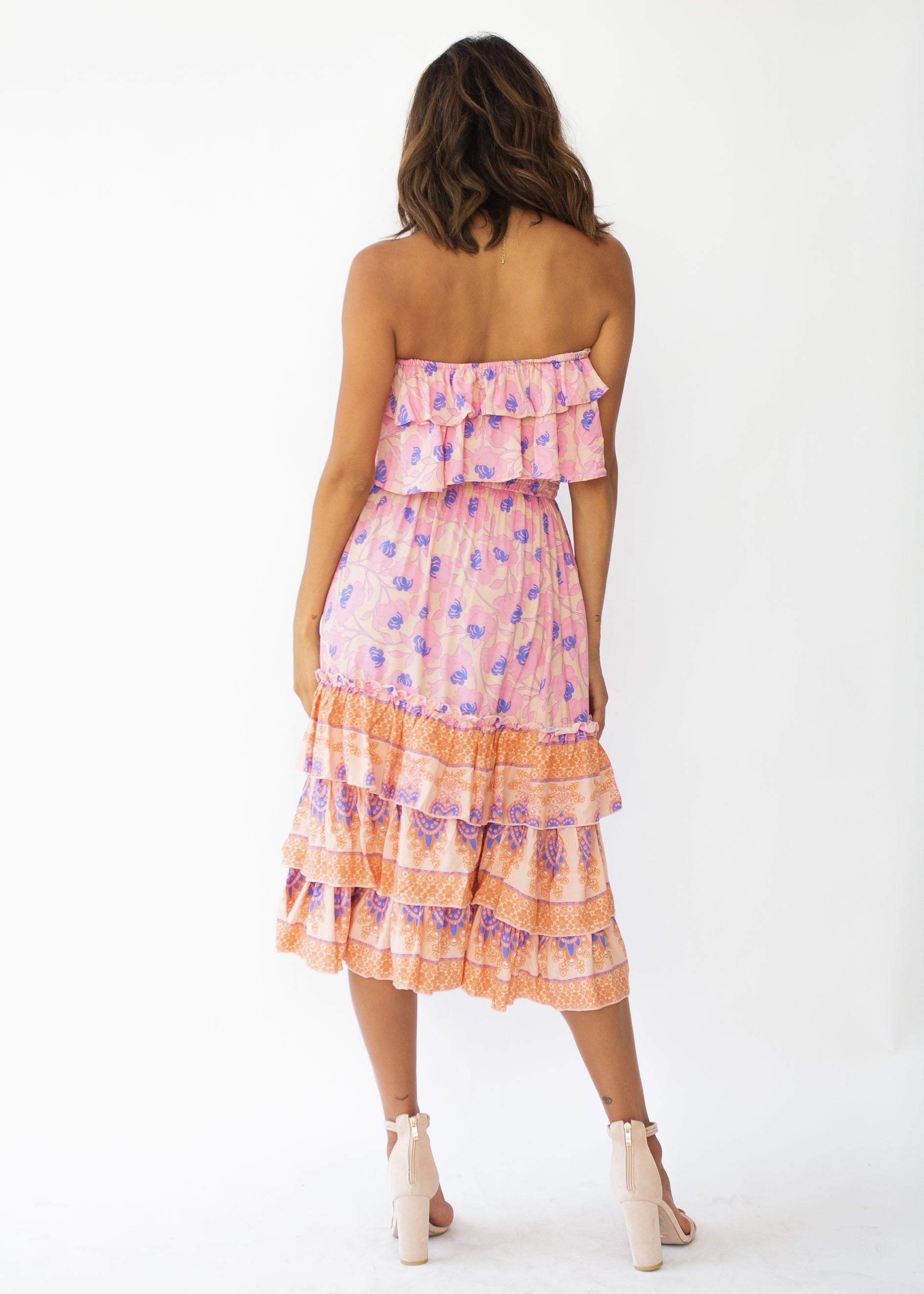 Simona Strapless Midi Dress - Malibu