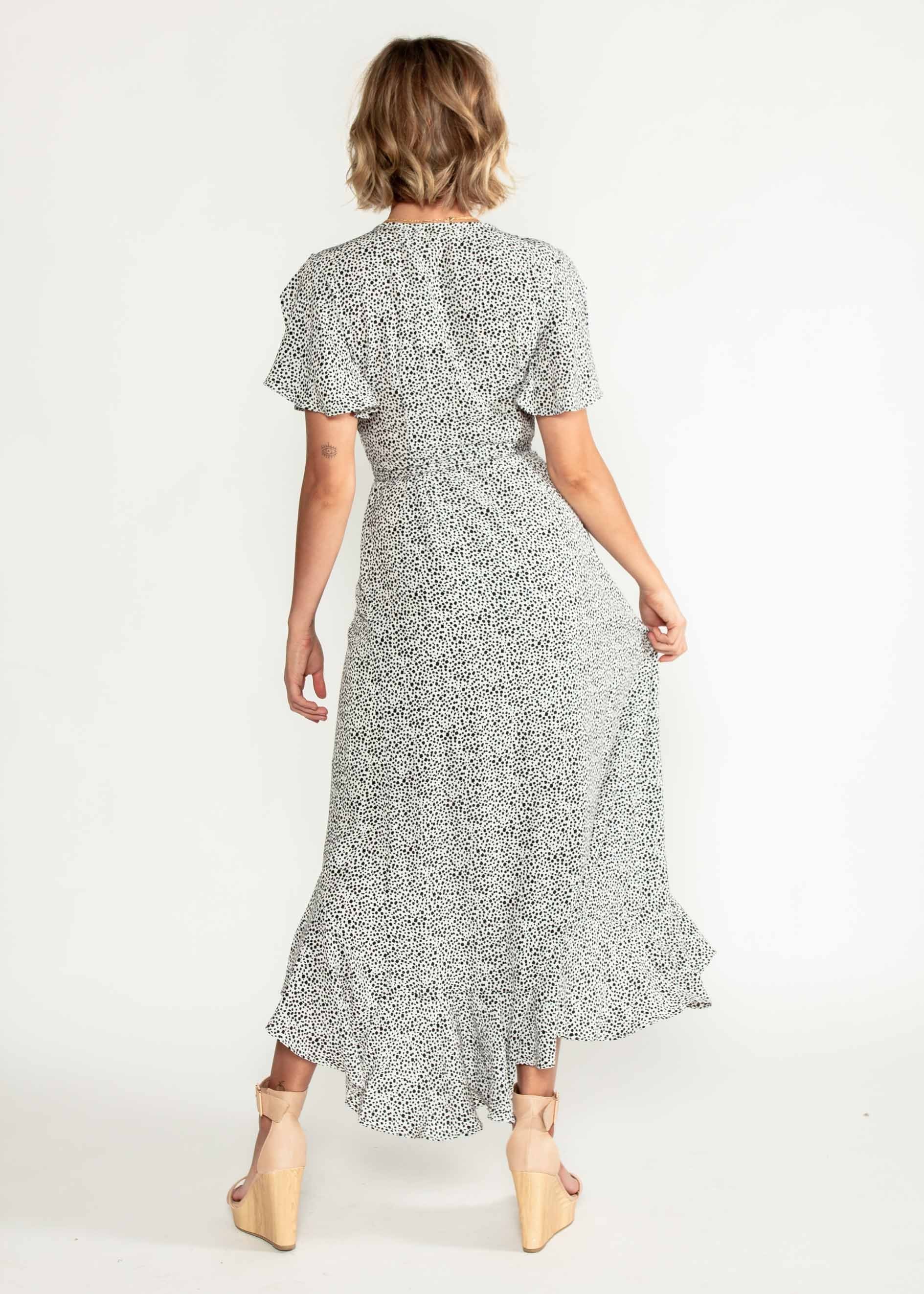 First Look Wrap Midi Dress - White/Black