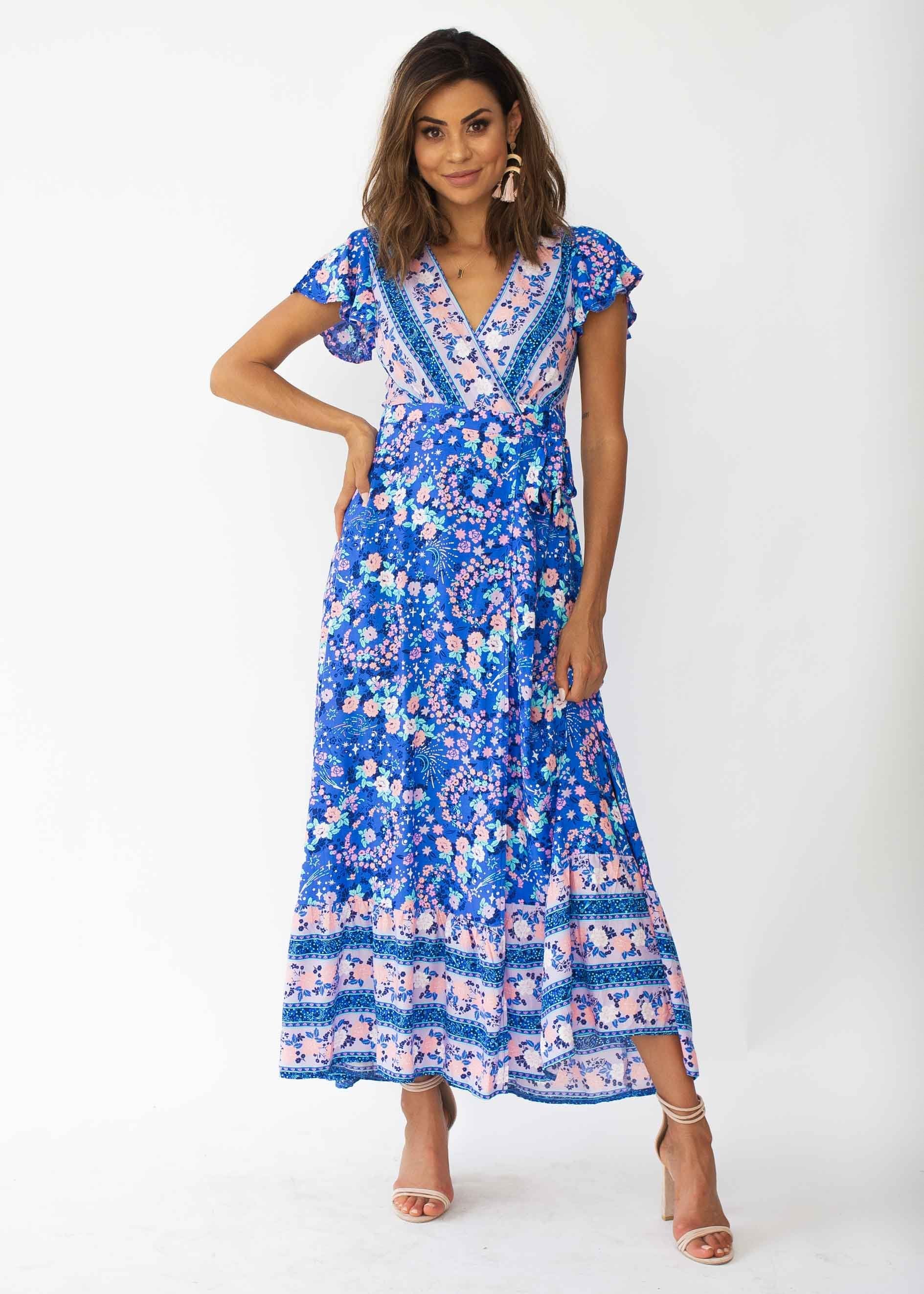 Mackenzie Wrap Maxi Dress - Sapphire