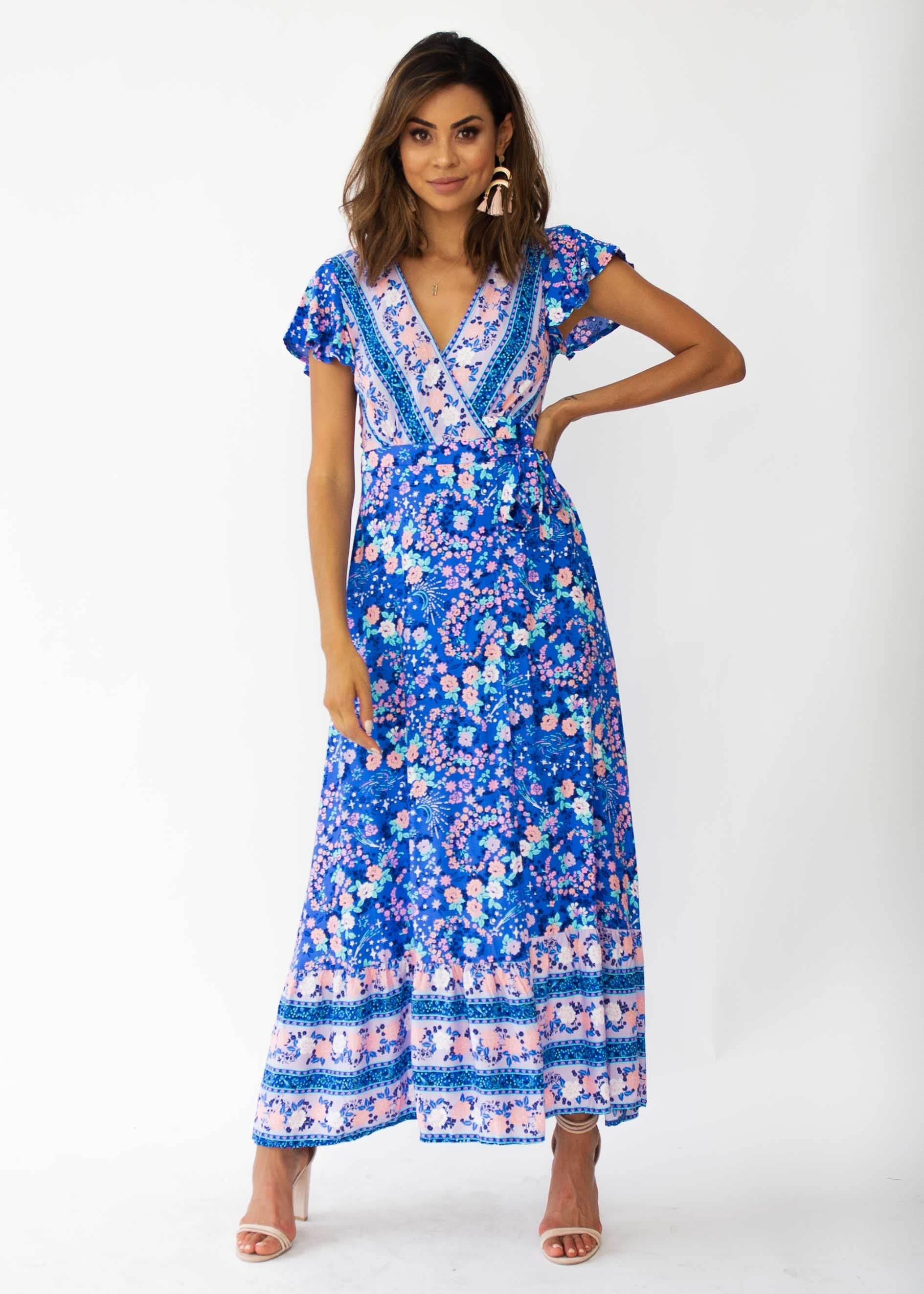 Mackenzie Wrap Maxi Dress - Sapphire