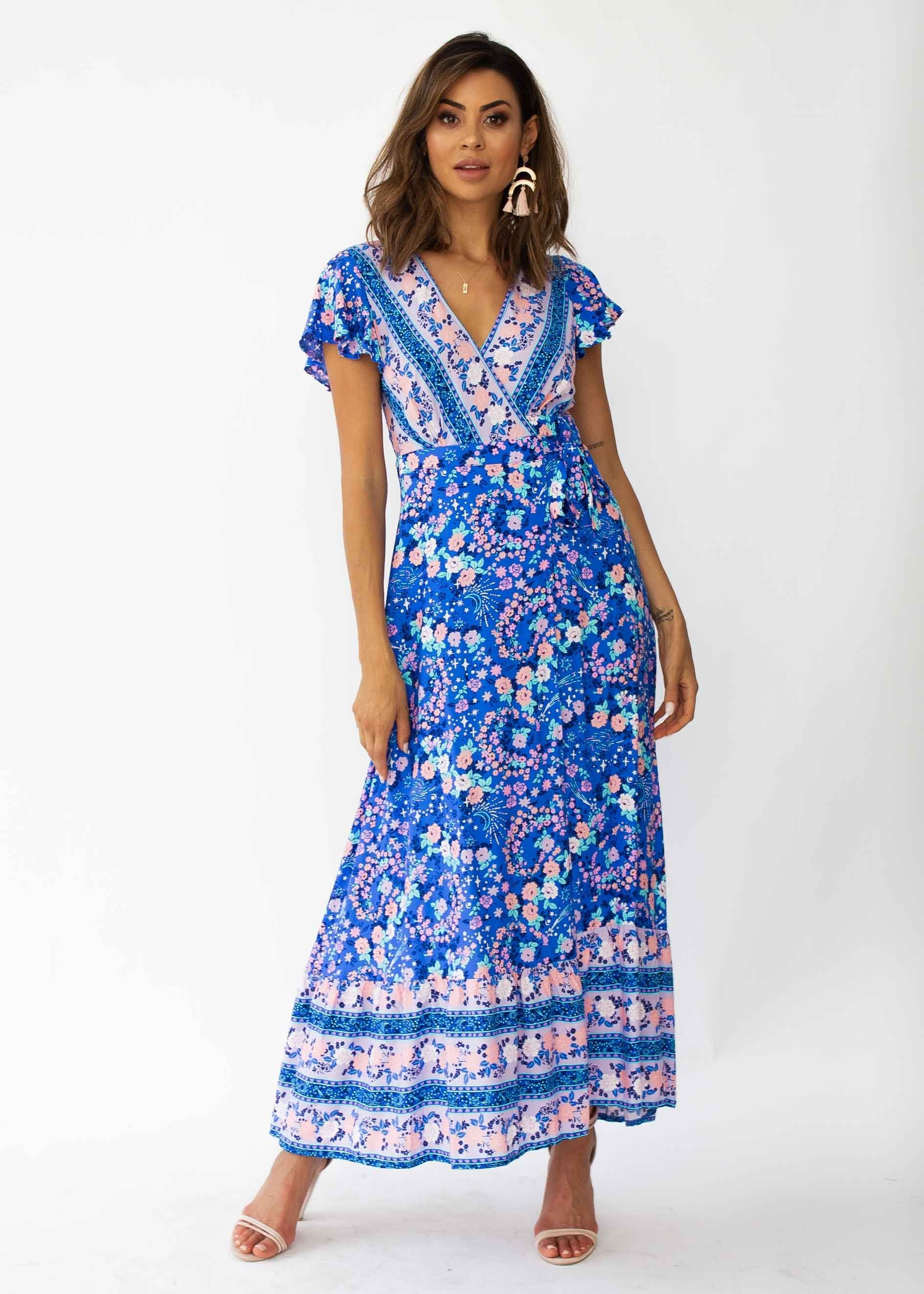 Mackenzie Wrap Maxi Dress - Sapphire