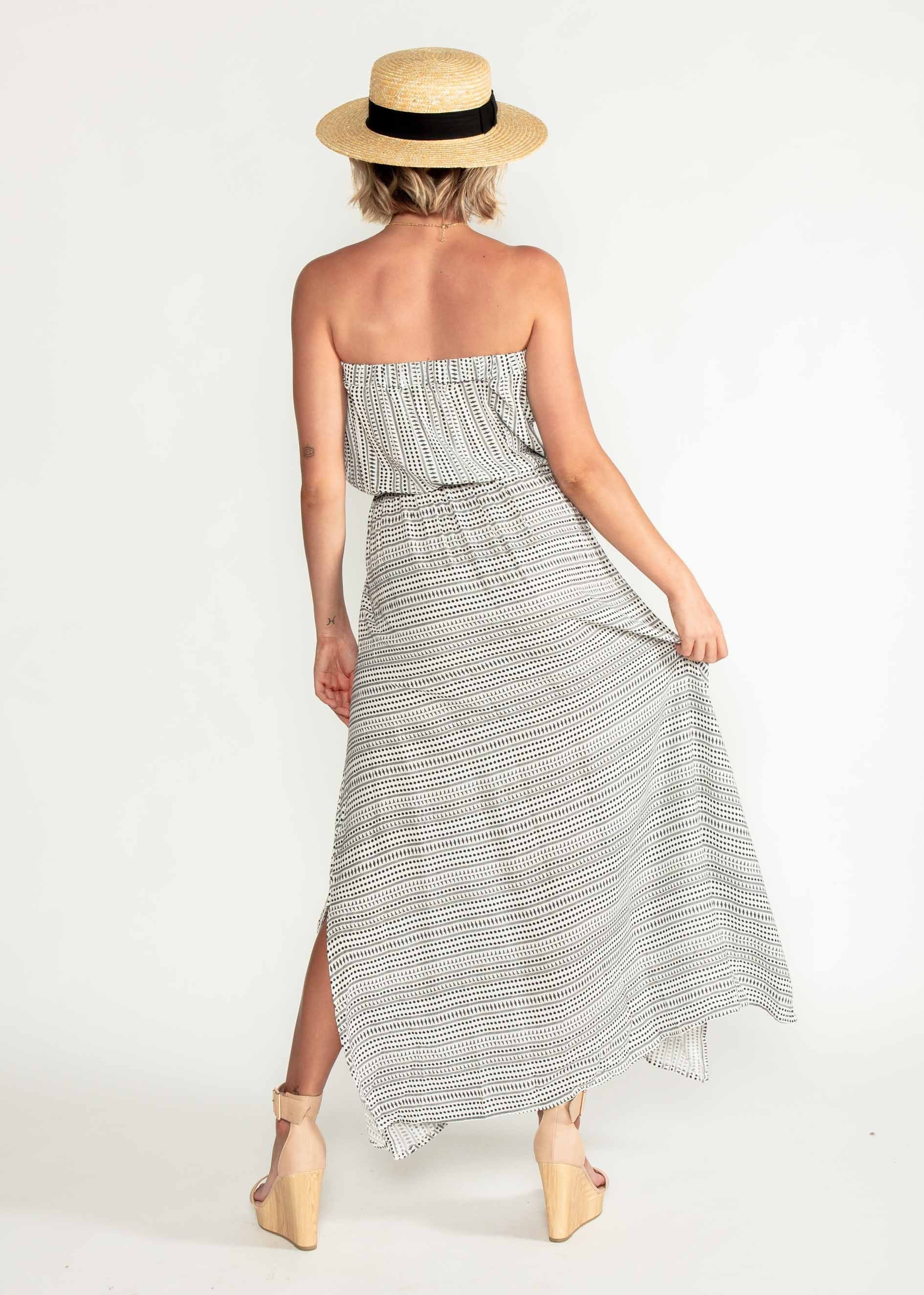Delray Strapless Maxi Dress - White/Black