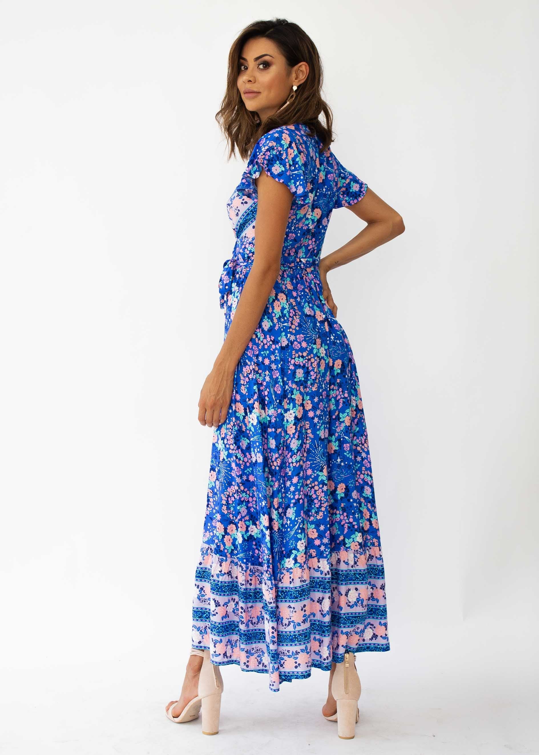 Mackenzie Wrap Maxi Dress - Sapphire