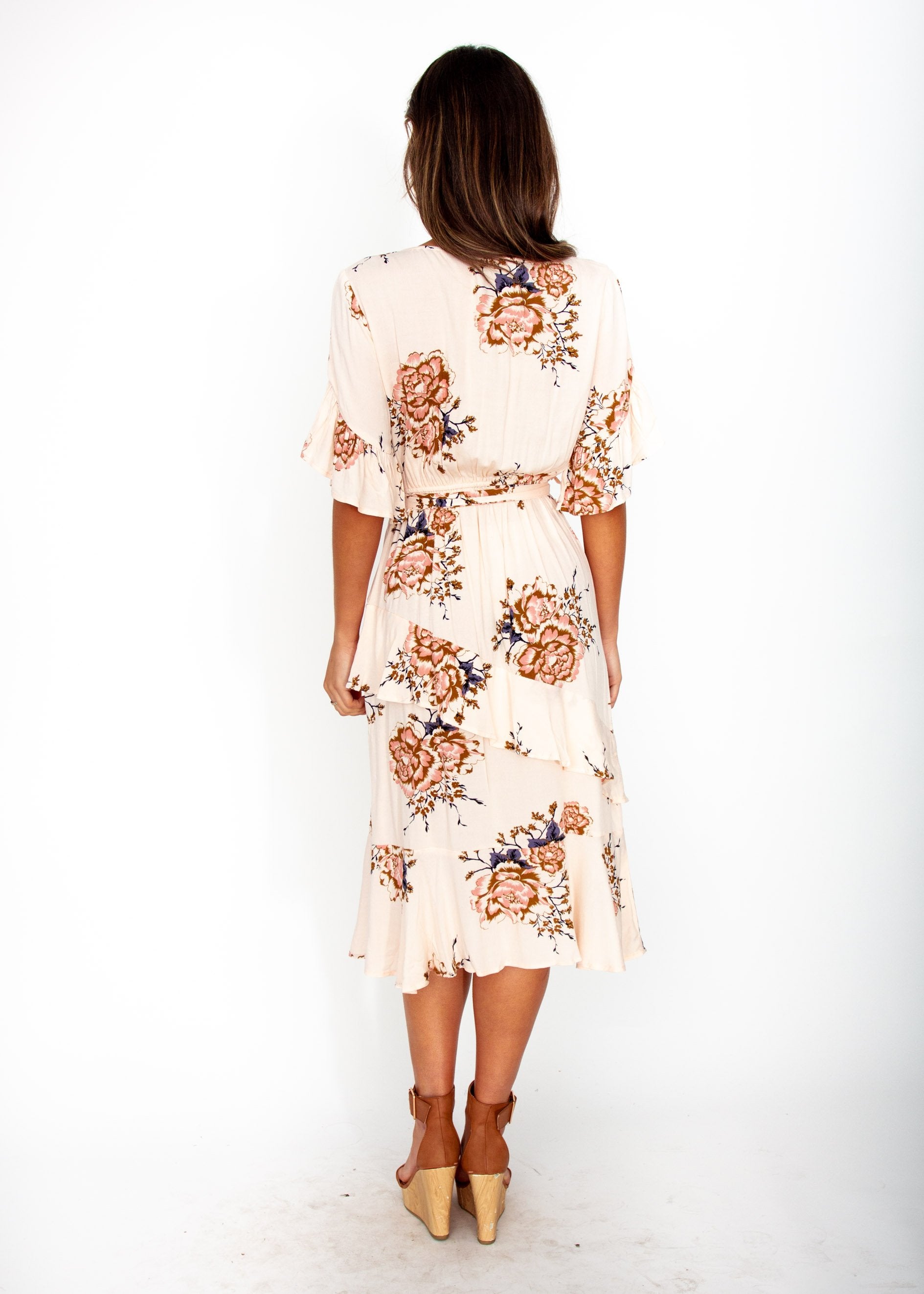Sweet Lady Midi Dress w/ Tie - Posie