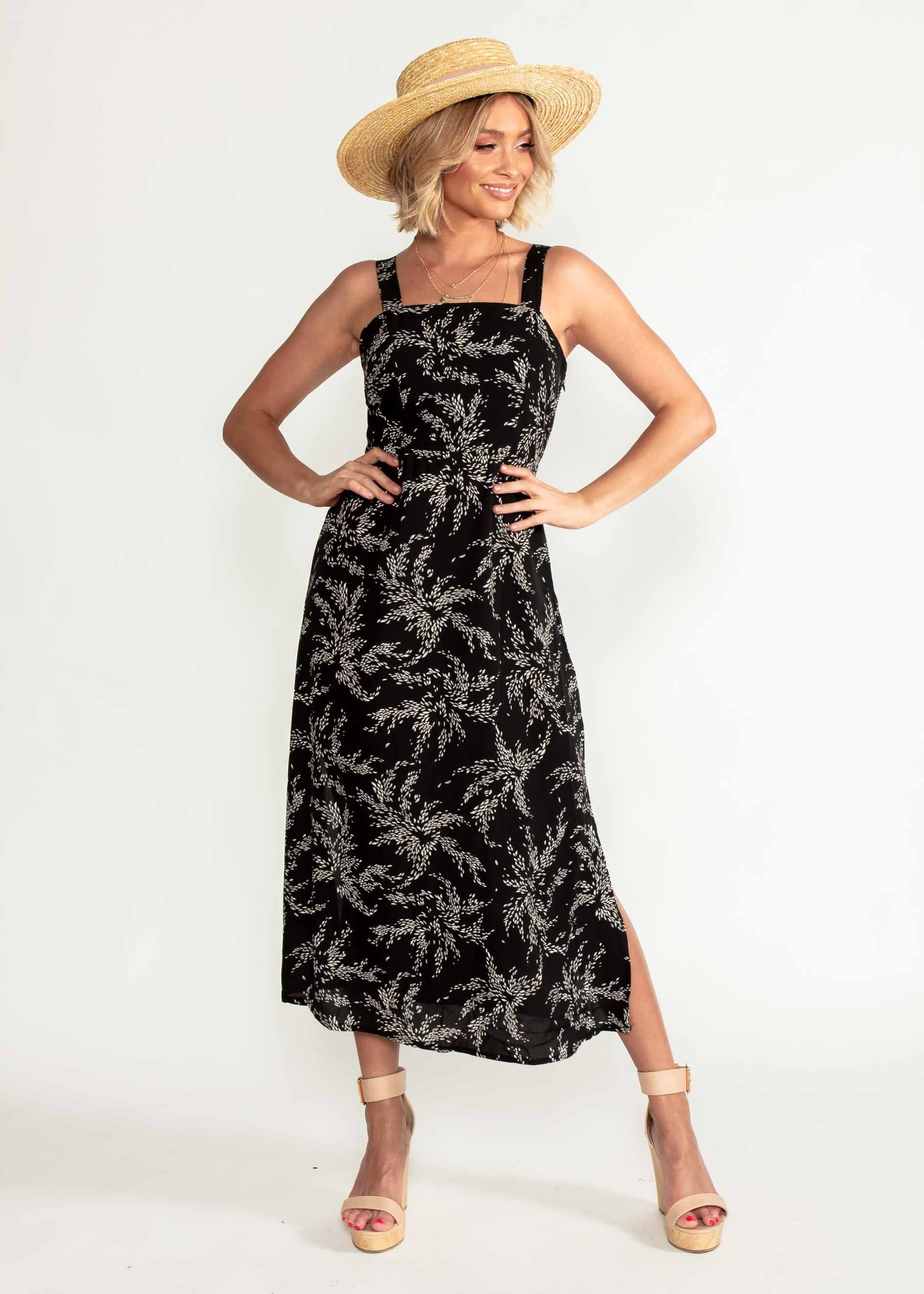 Eyes On You Midi Dress - Black Floral