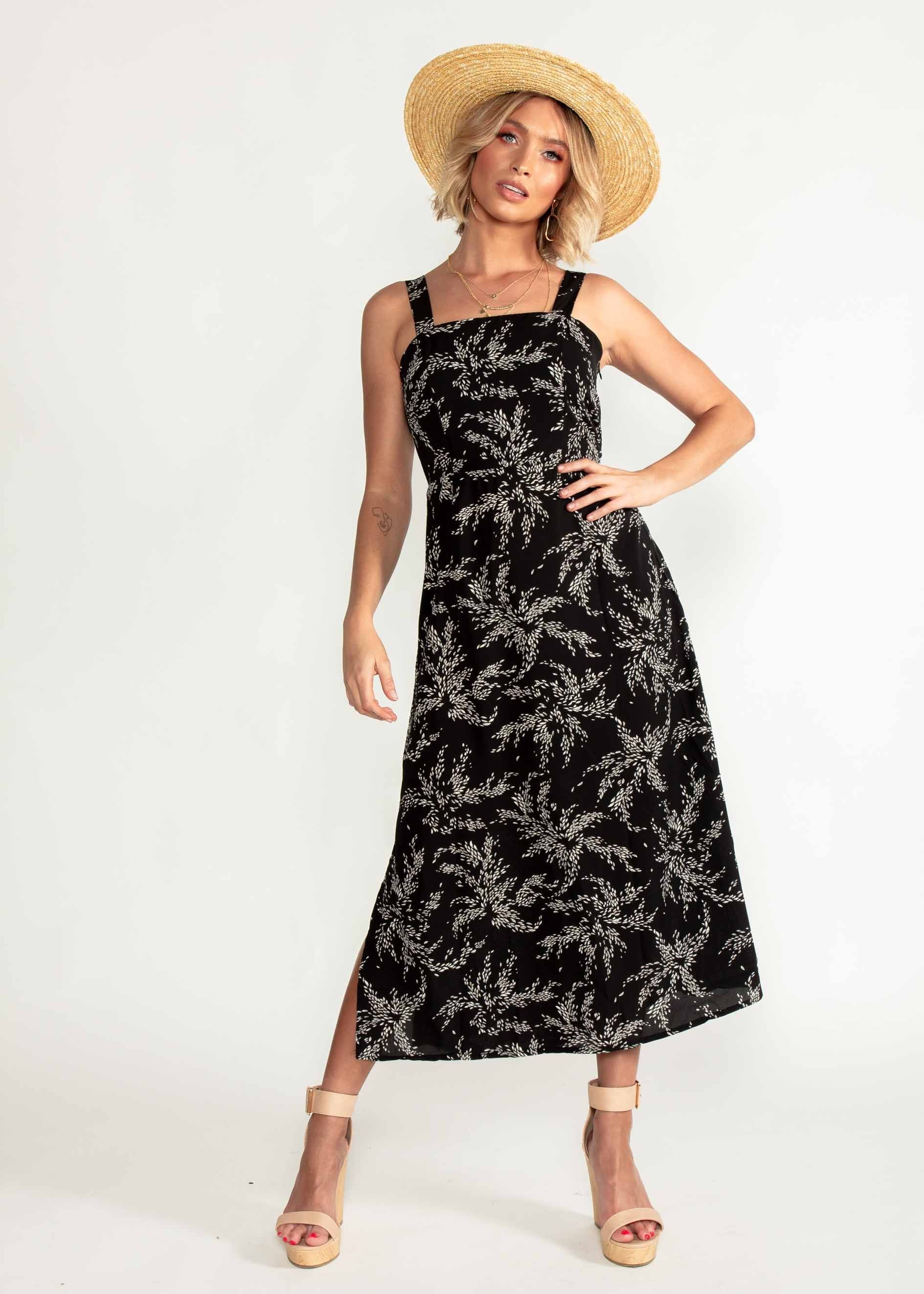 Eyes On You Midi Dress - Black Floral