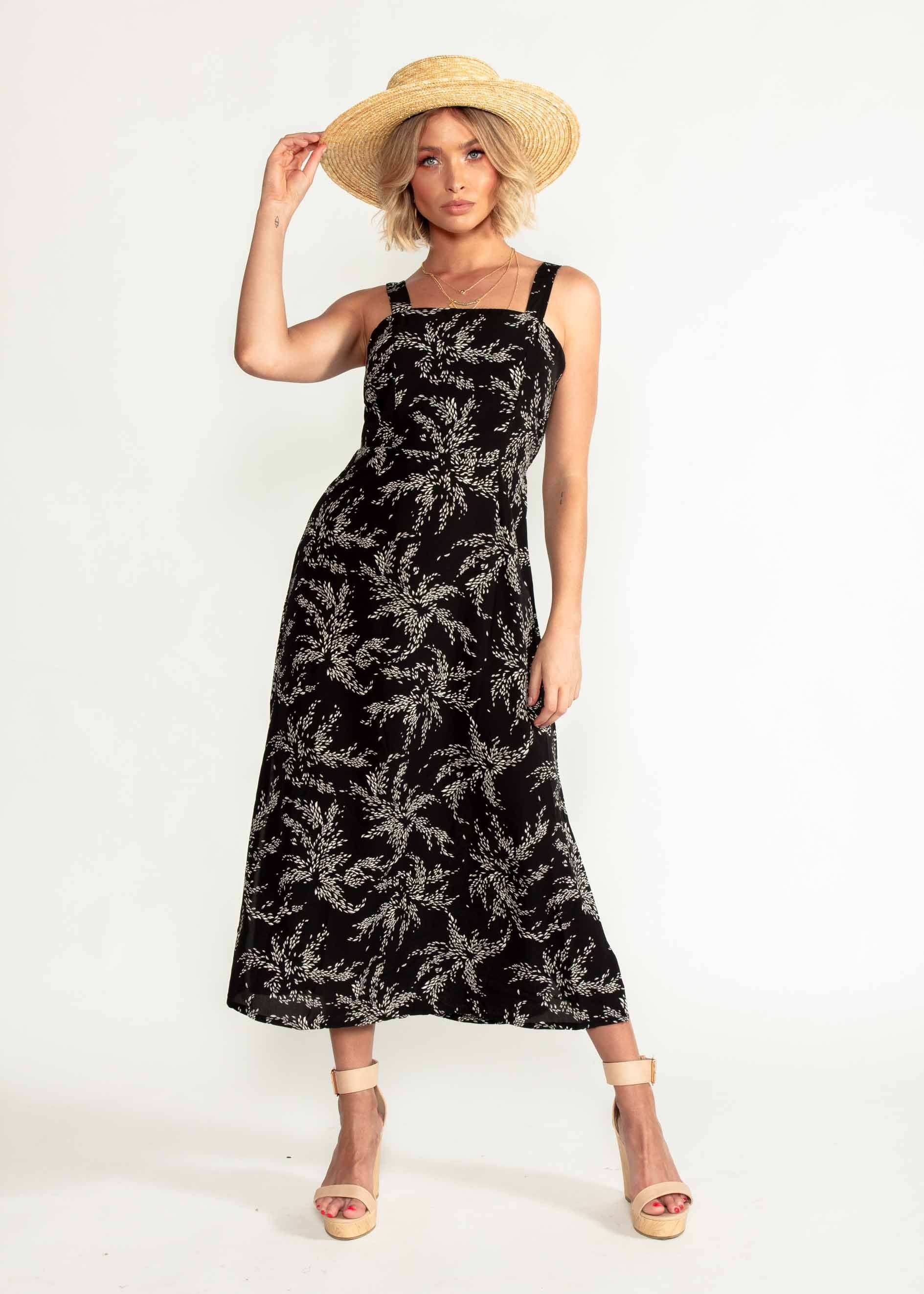 Eyes On You Midi Dress - Black Floral