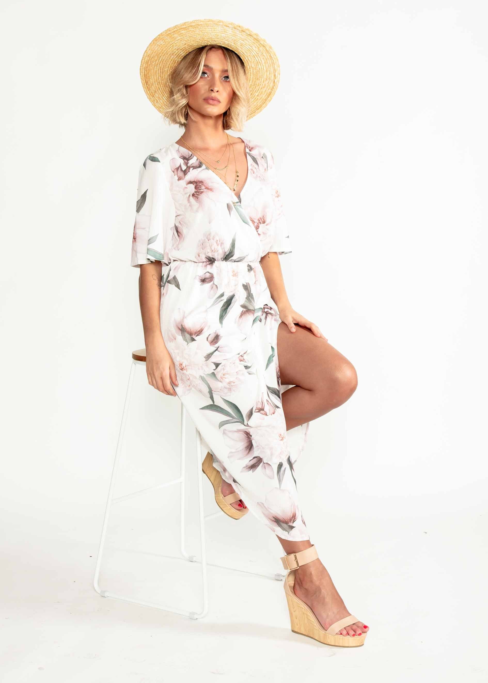Good Intentions Maxi Dress - White Floral