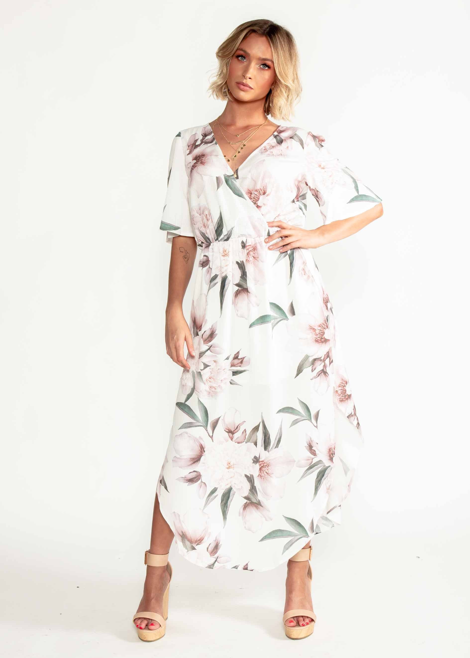 Good Intentions Maxi Dress - White Floral