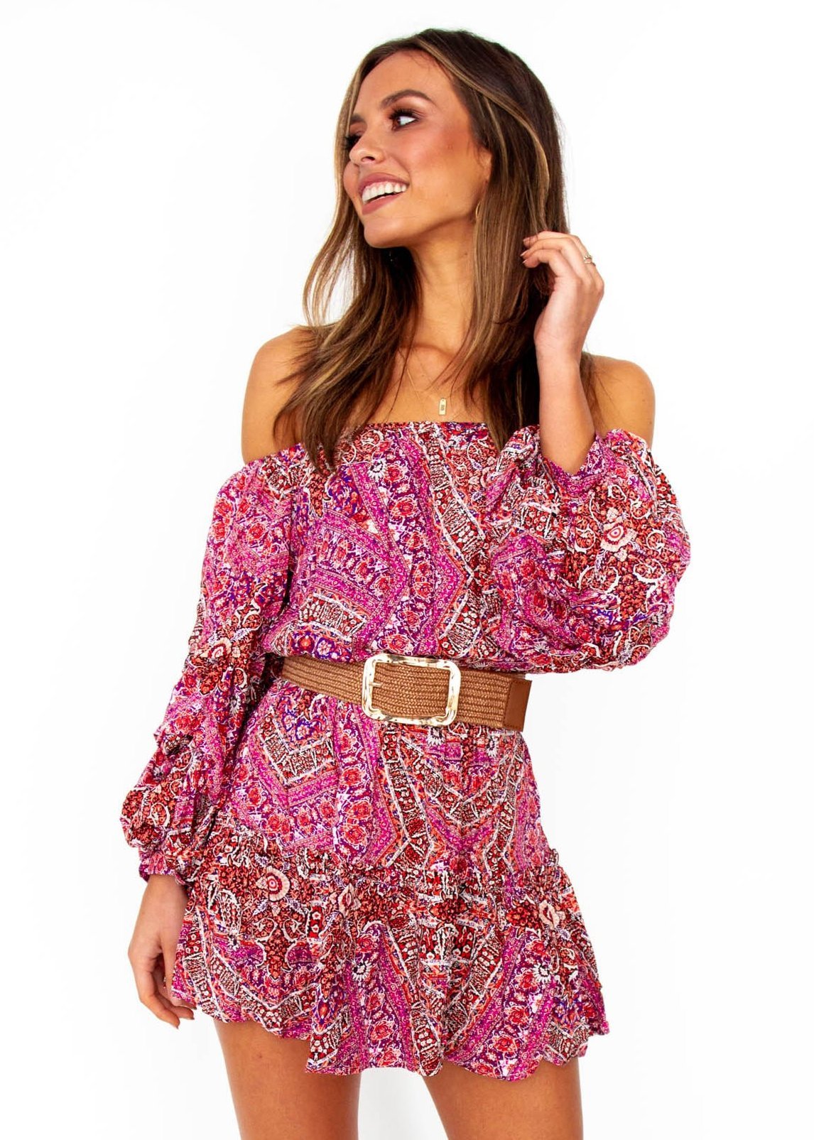 Women's Bel Air Swing Dress - Hibiscus - Jaase