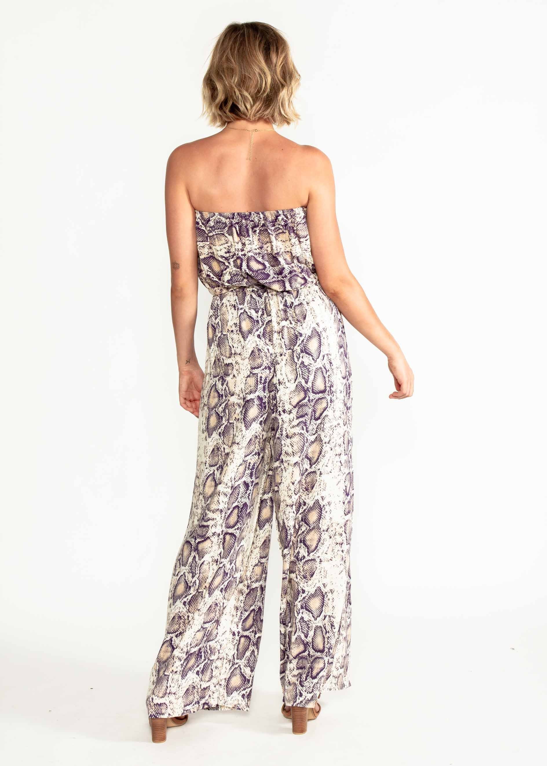 Trinity Strapless Pantsuit w/ Tie - Snake