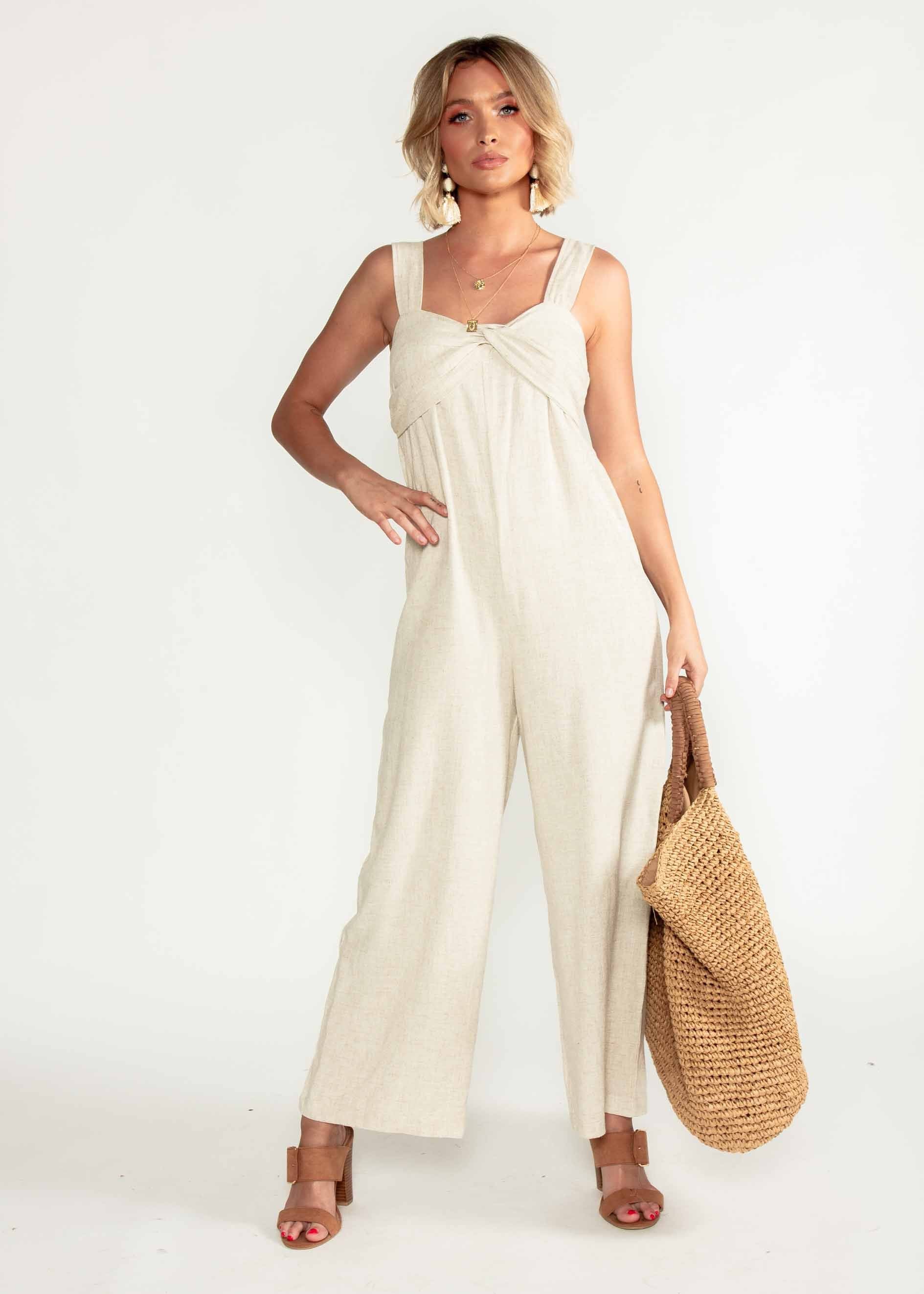 Courtland Linen-Blend Pantsuit - Natural