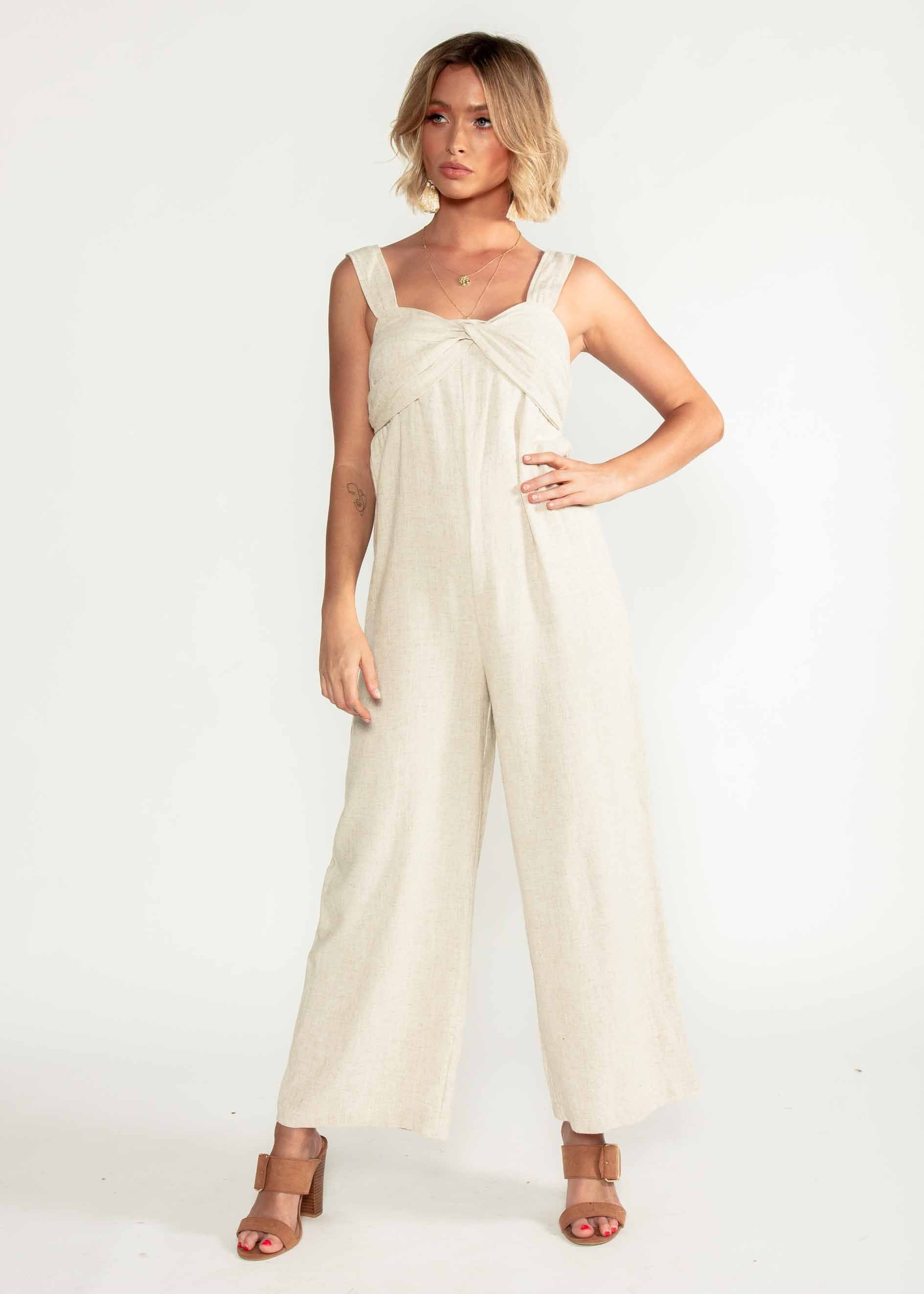 Courtland Linen-Blend Pantsuit - Natural