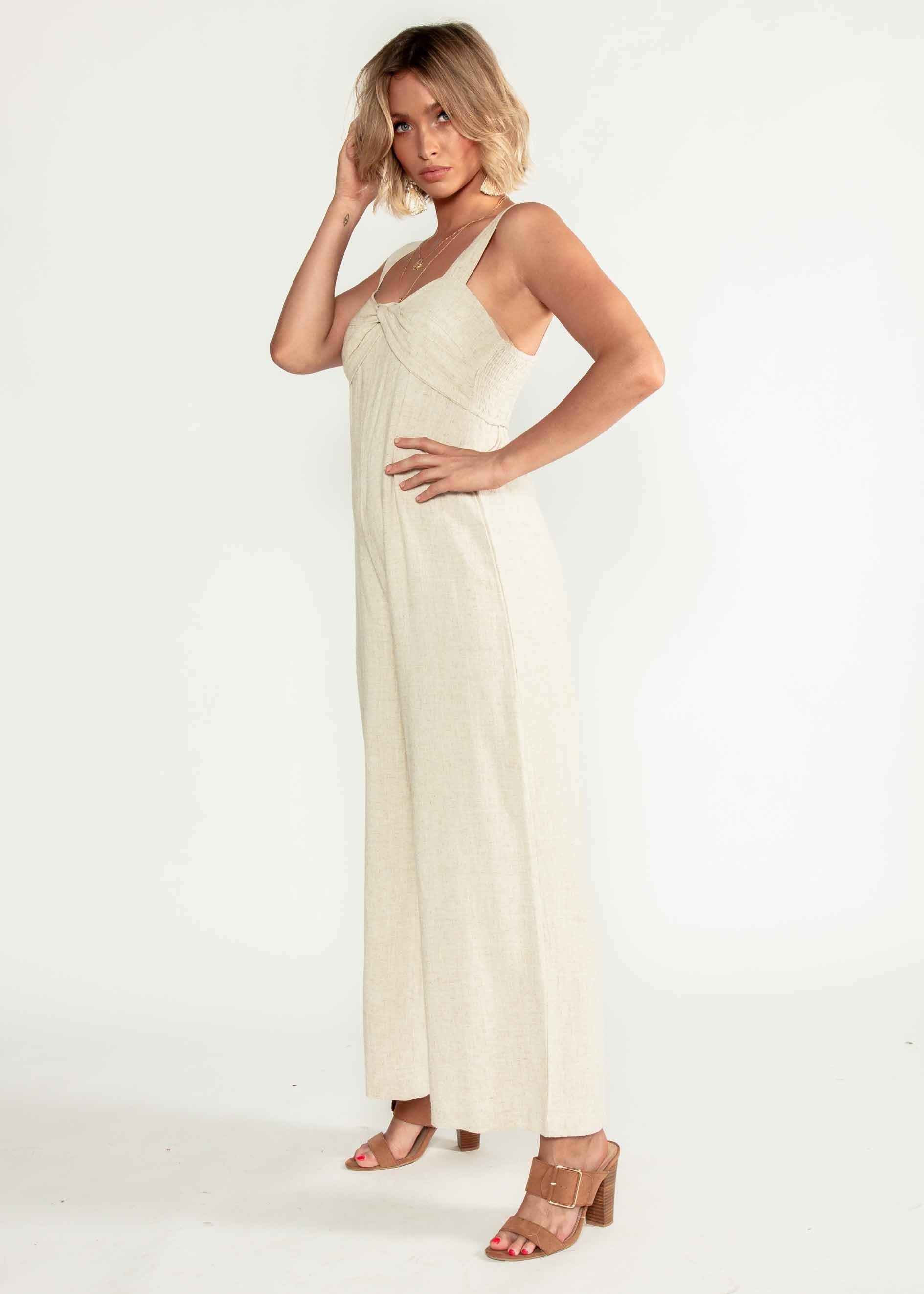 Courtland Linen-Blend Pantsuit - Natural