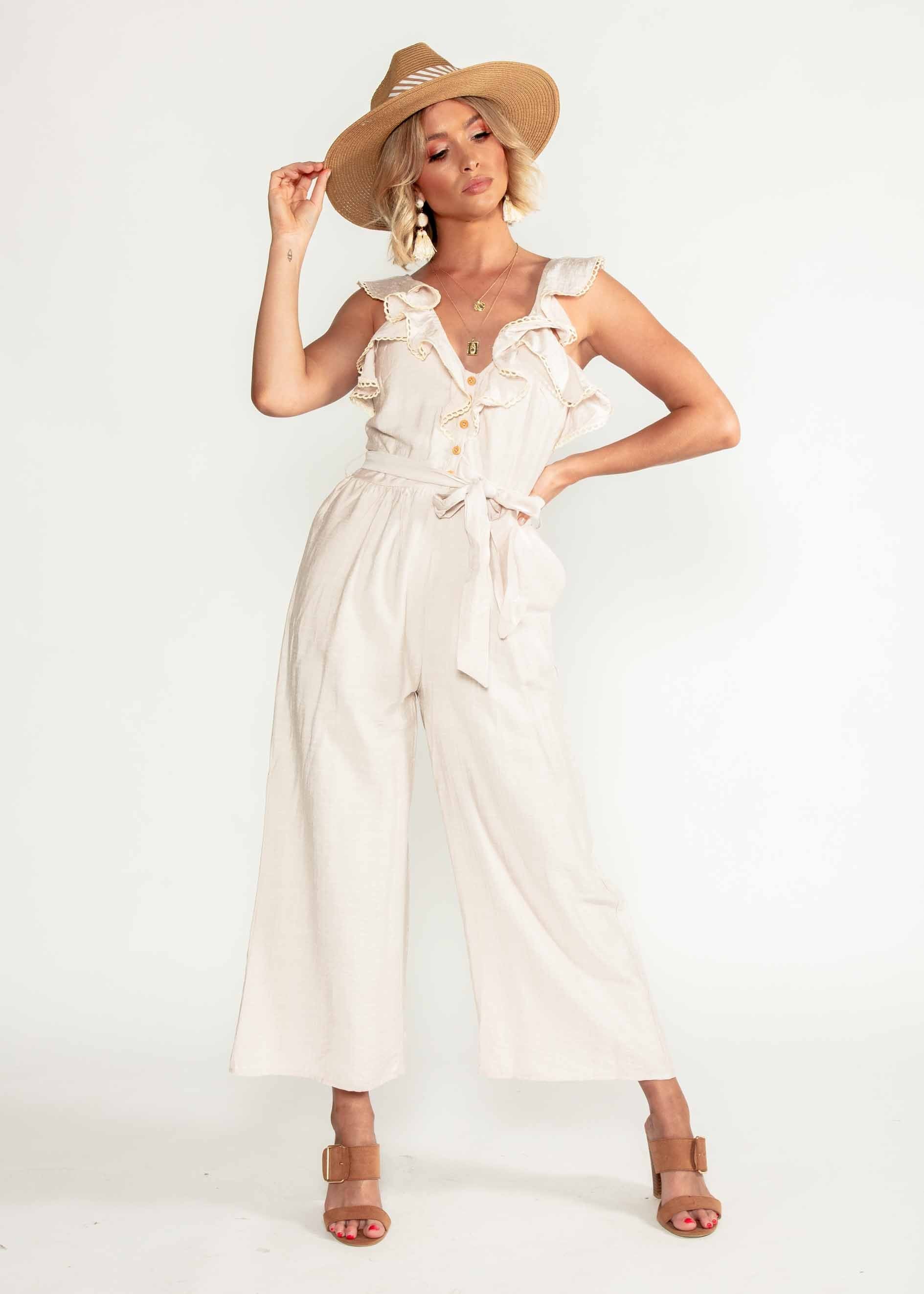 Introductions Pantsuit w/Tie - Beige