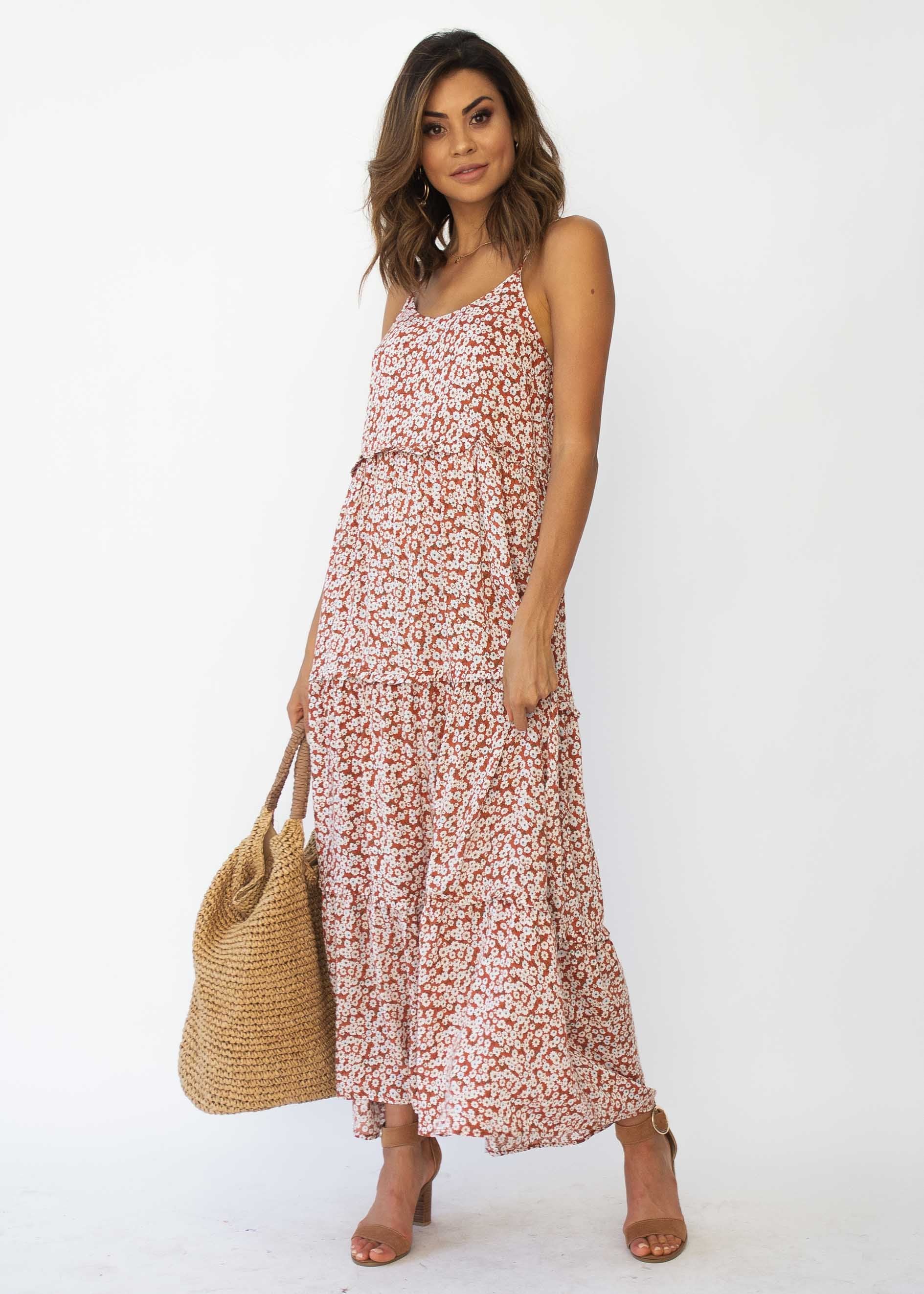 Alani Maxi Dress - Red Floral