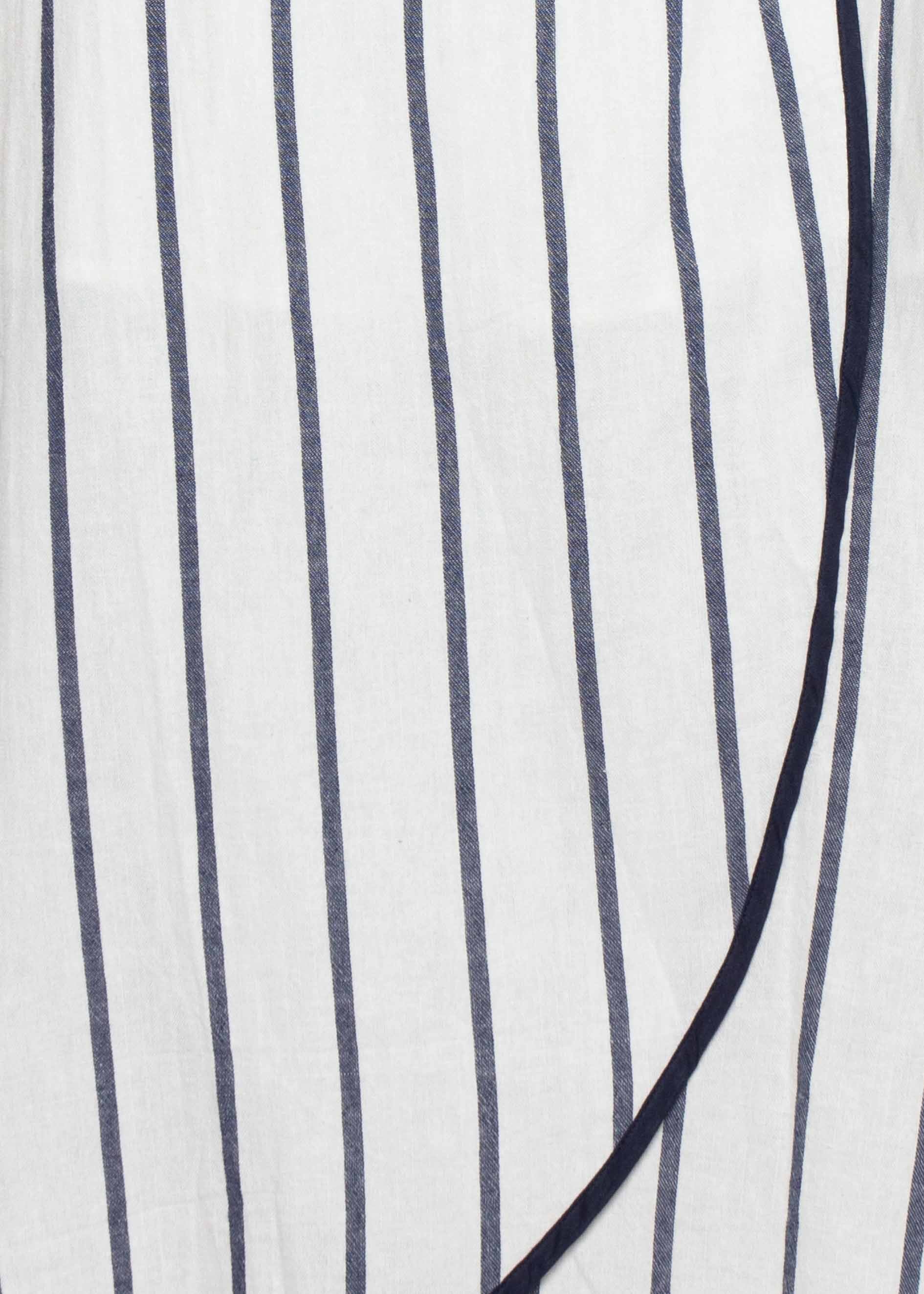 Vivian Wrap Midi Dress - White/Navy Stripe