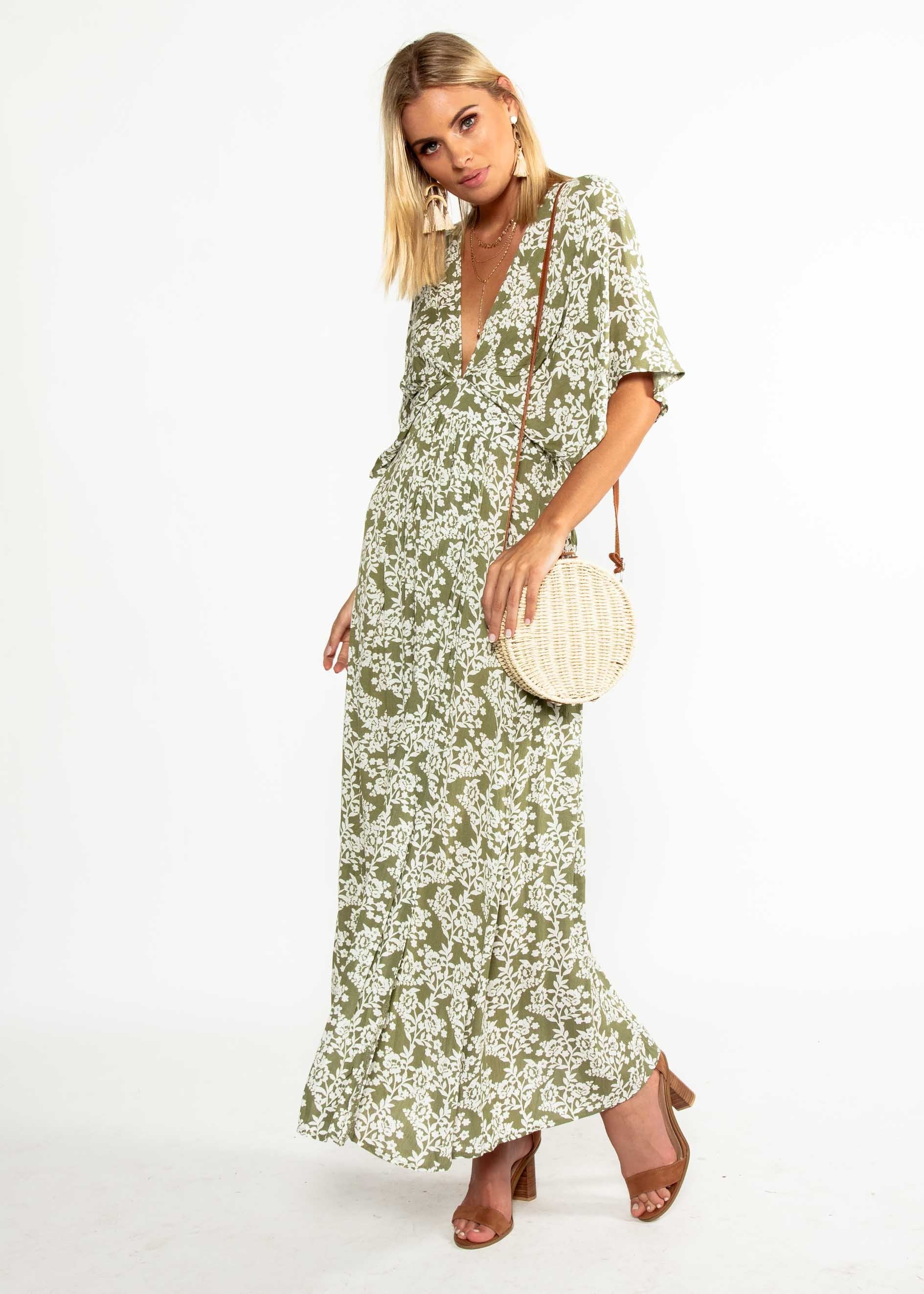 Glory Days Maxi Dress - Khaki Floral