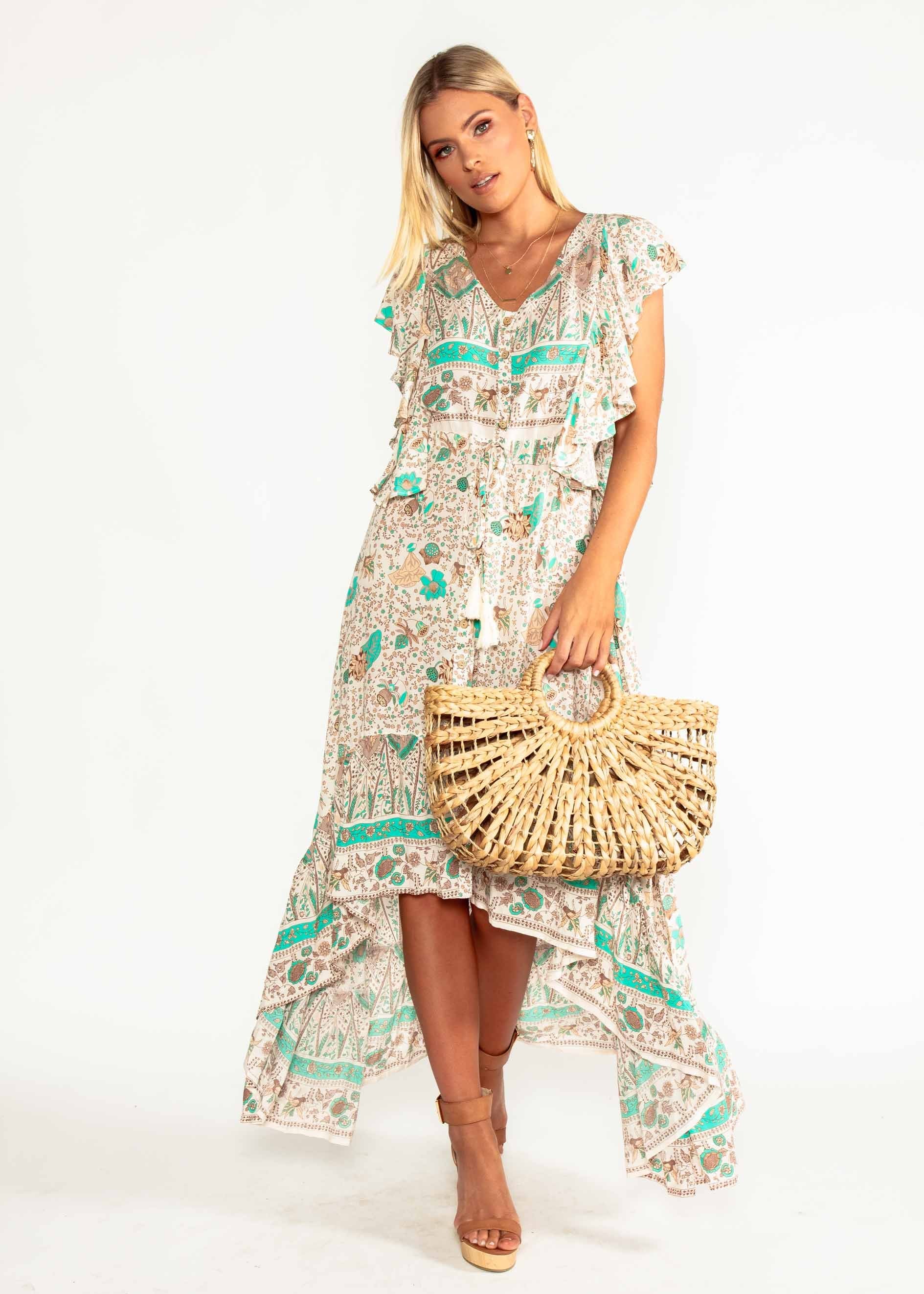Marley Hi-Lo Maxi Dress - Hummingbird Sage