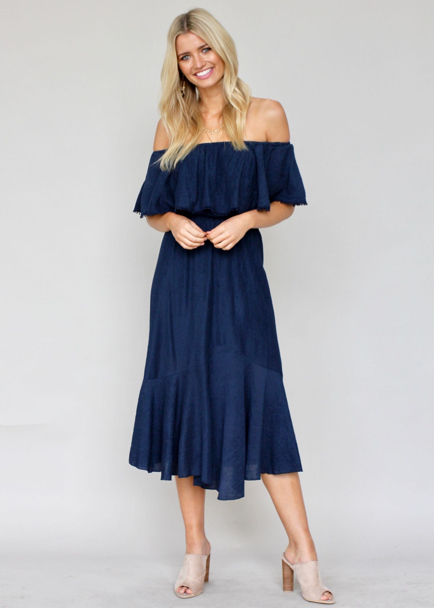 Hampton Summer Midi Dress - Navy