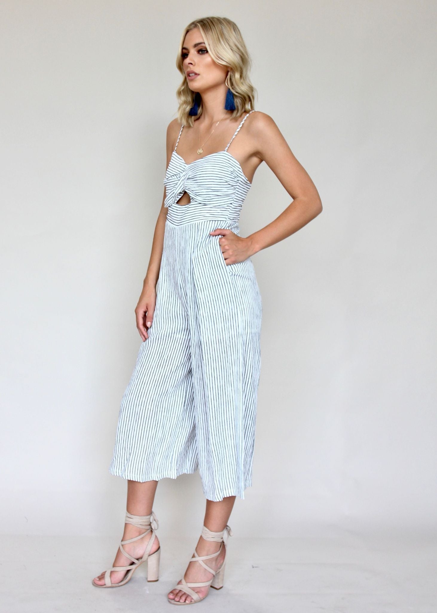 Romara Pantsuit - Navy Stripe