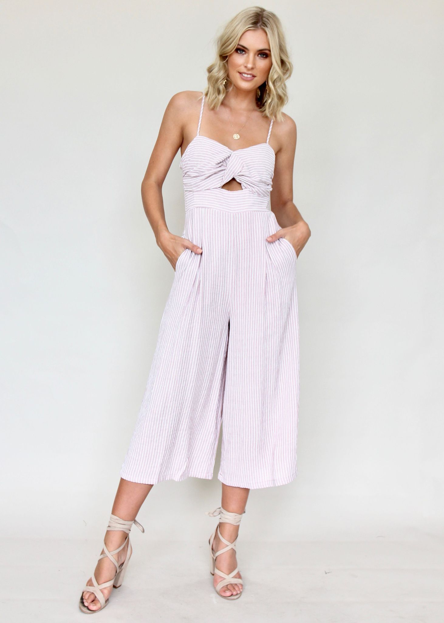 Romara Pantsuit - Mauve Stripe