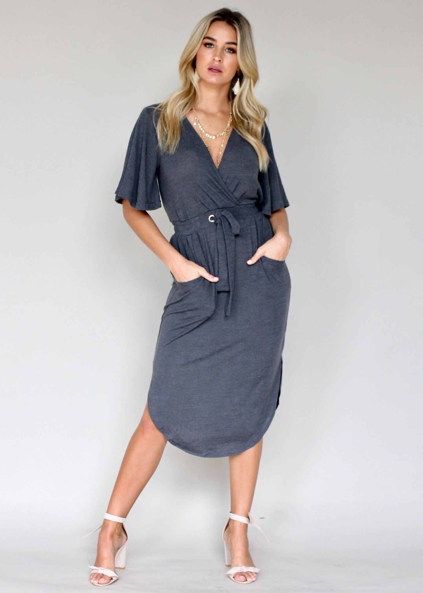 Run & Tell Midi Dress - Charcoal