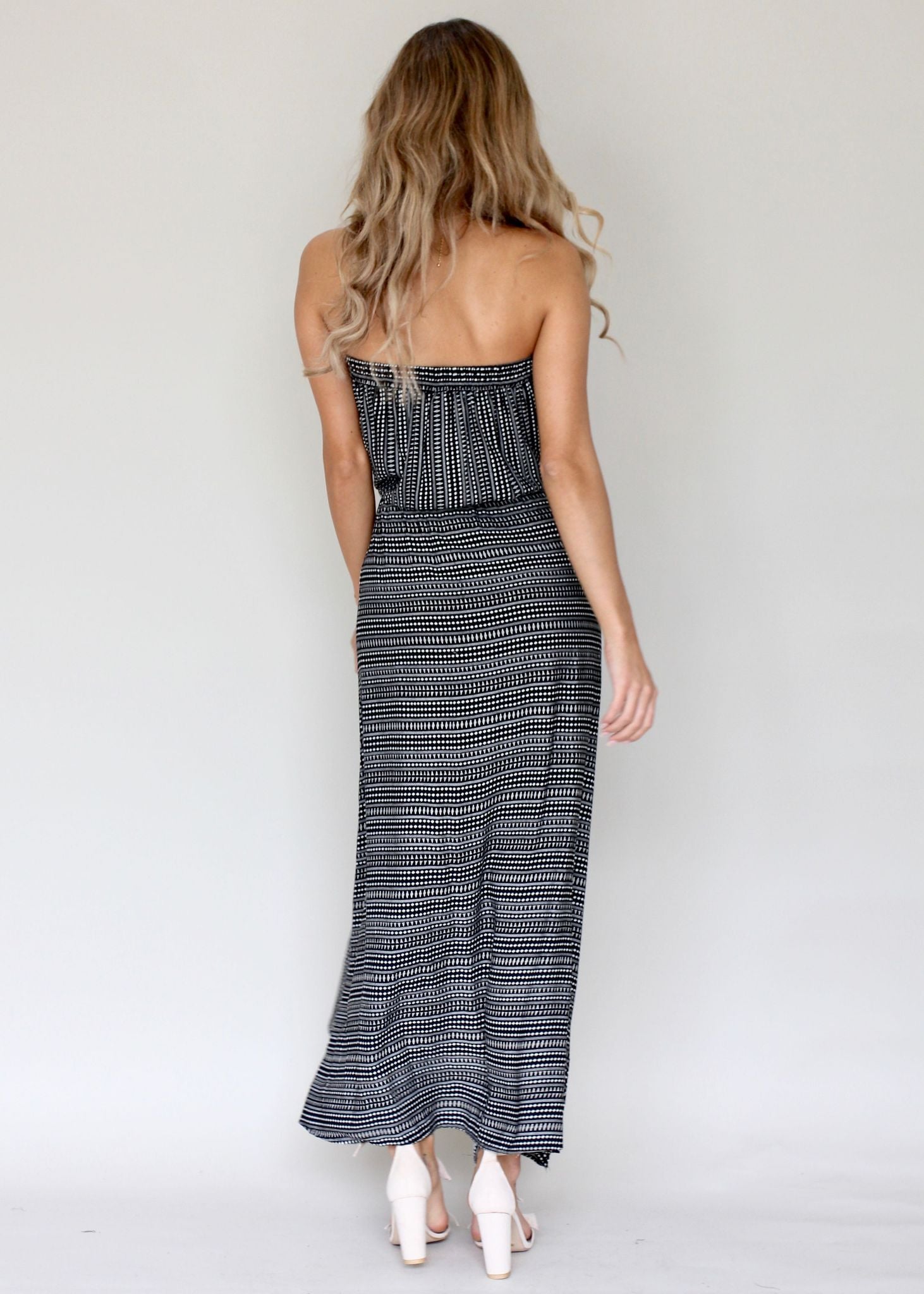 New Freedom Strapless Dress - Black Print