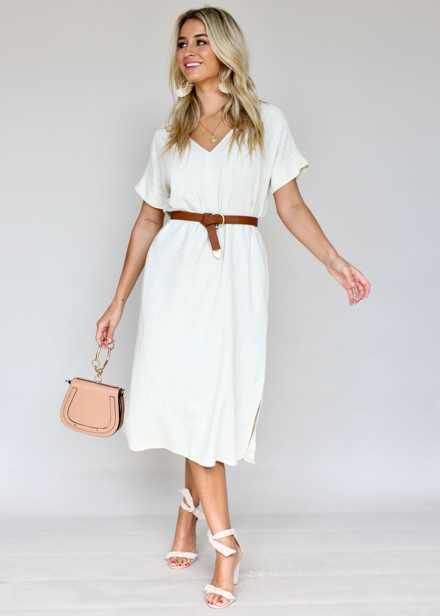 Get Right Midi Dress - Beige