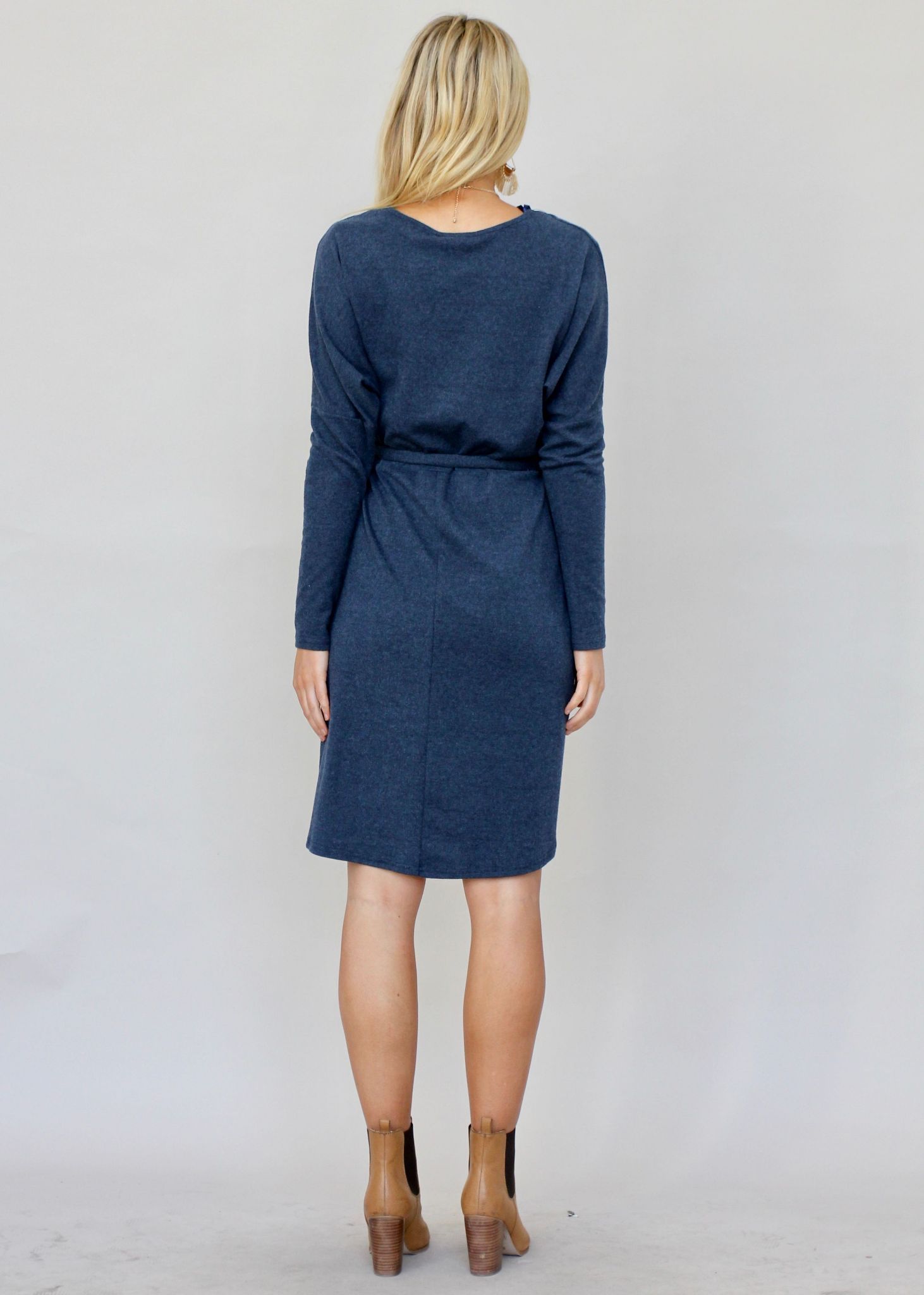 Carmina Knit Midi Dress - Navy