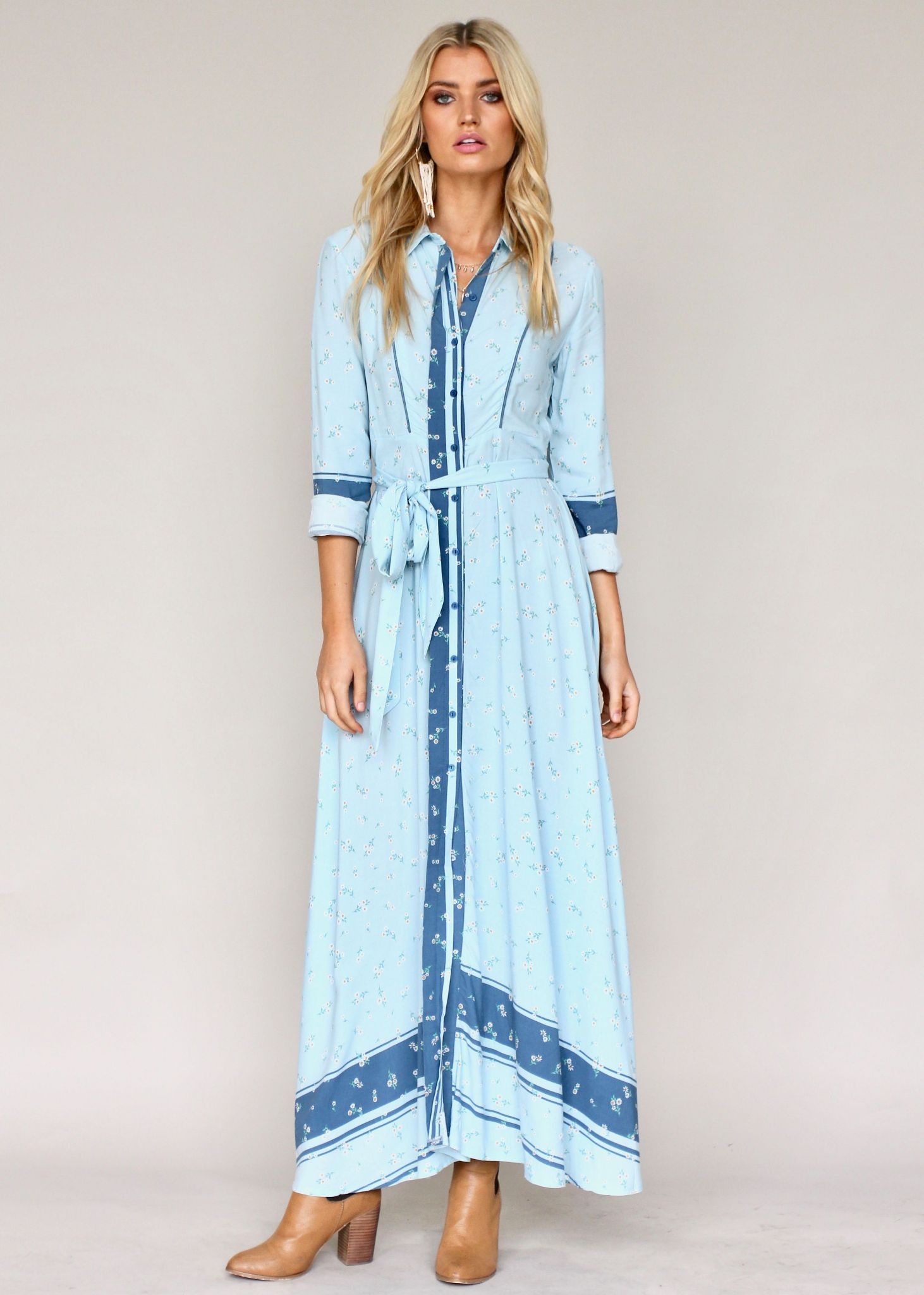 Araceli Maxi Dress w/ Tie - Buttercup