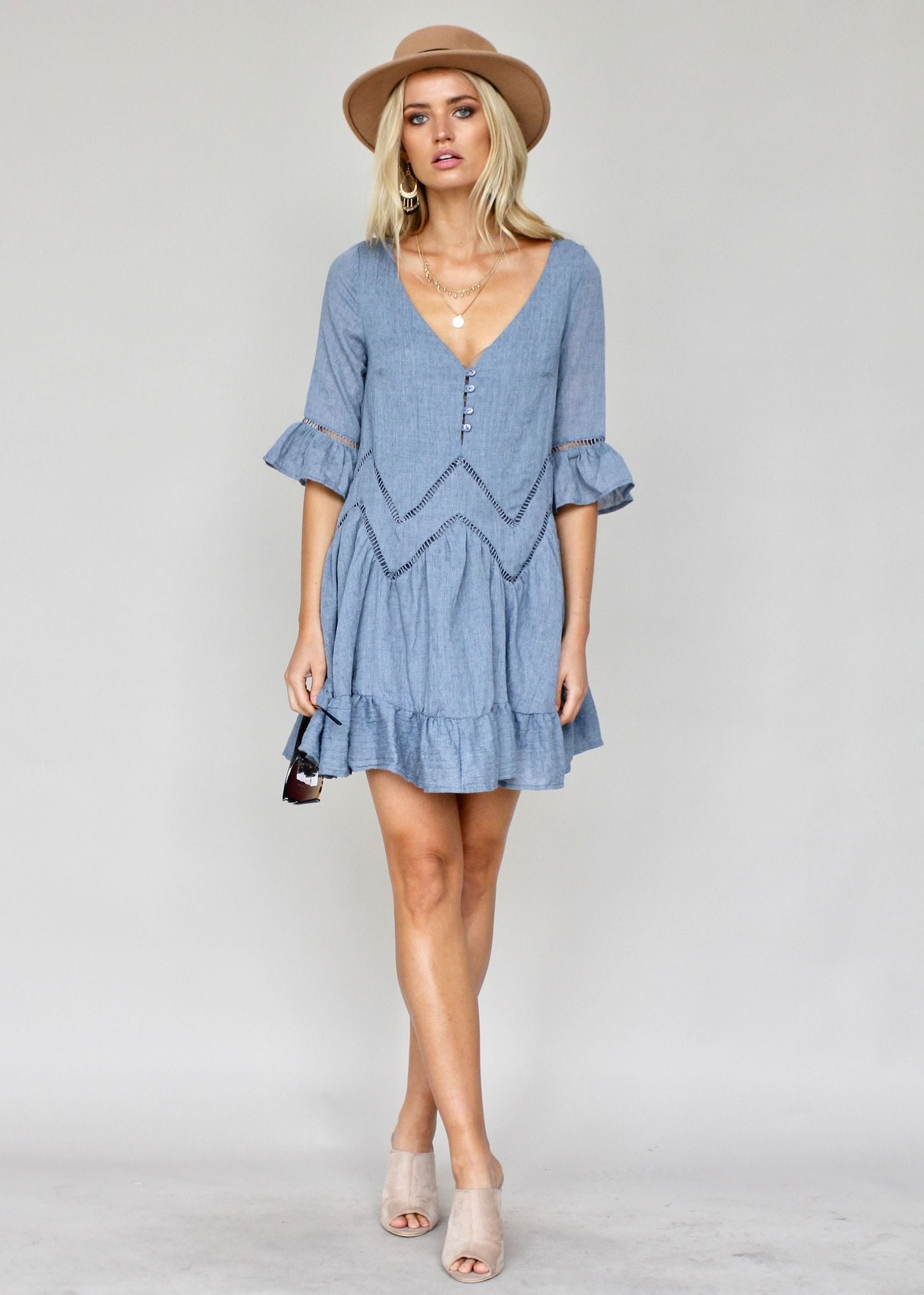 Crave More Swing Dress - Denim Blue