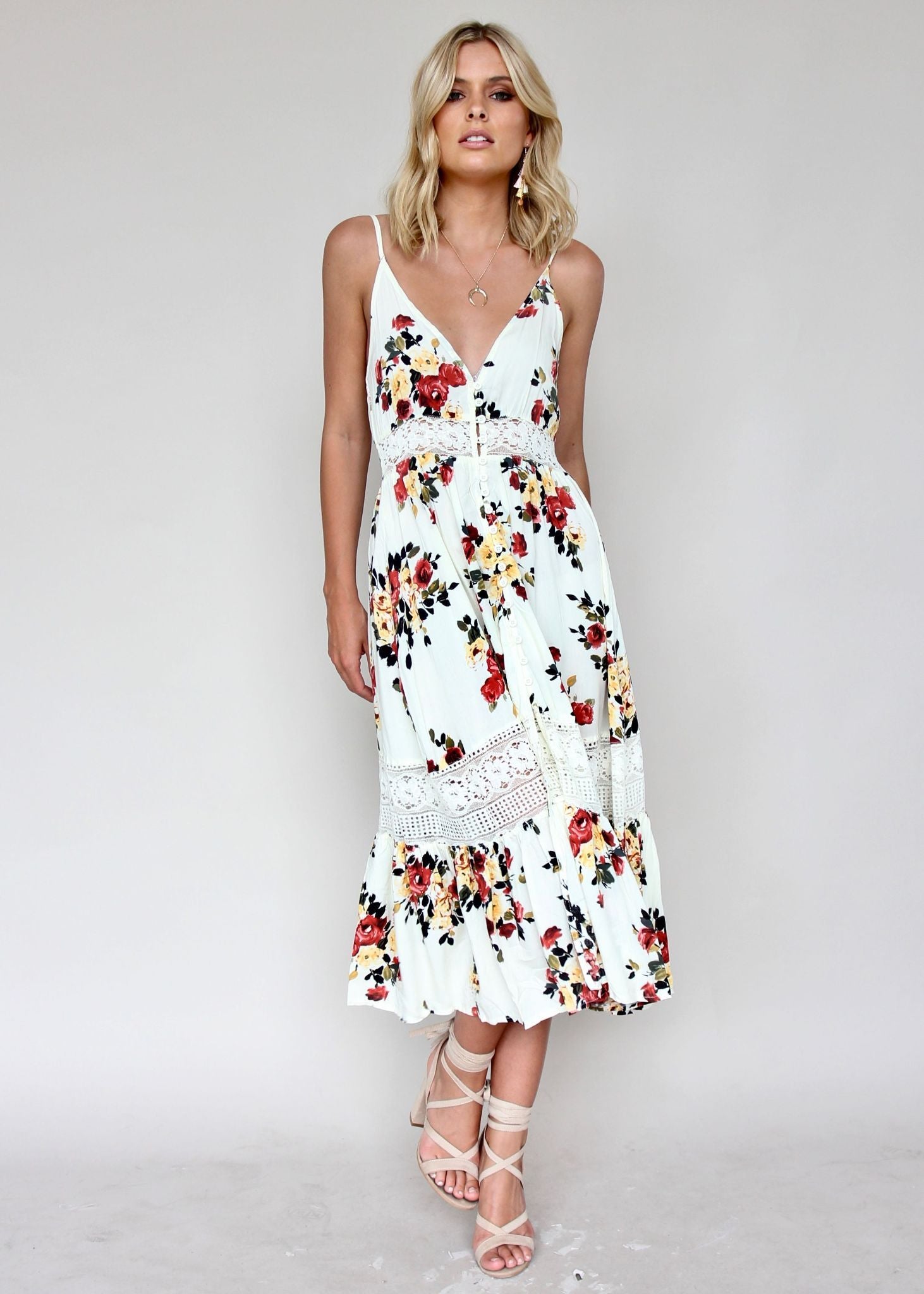 About The Weekend Midi Dress - Roses