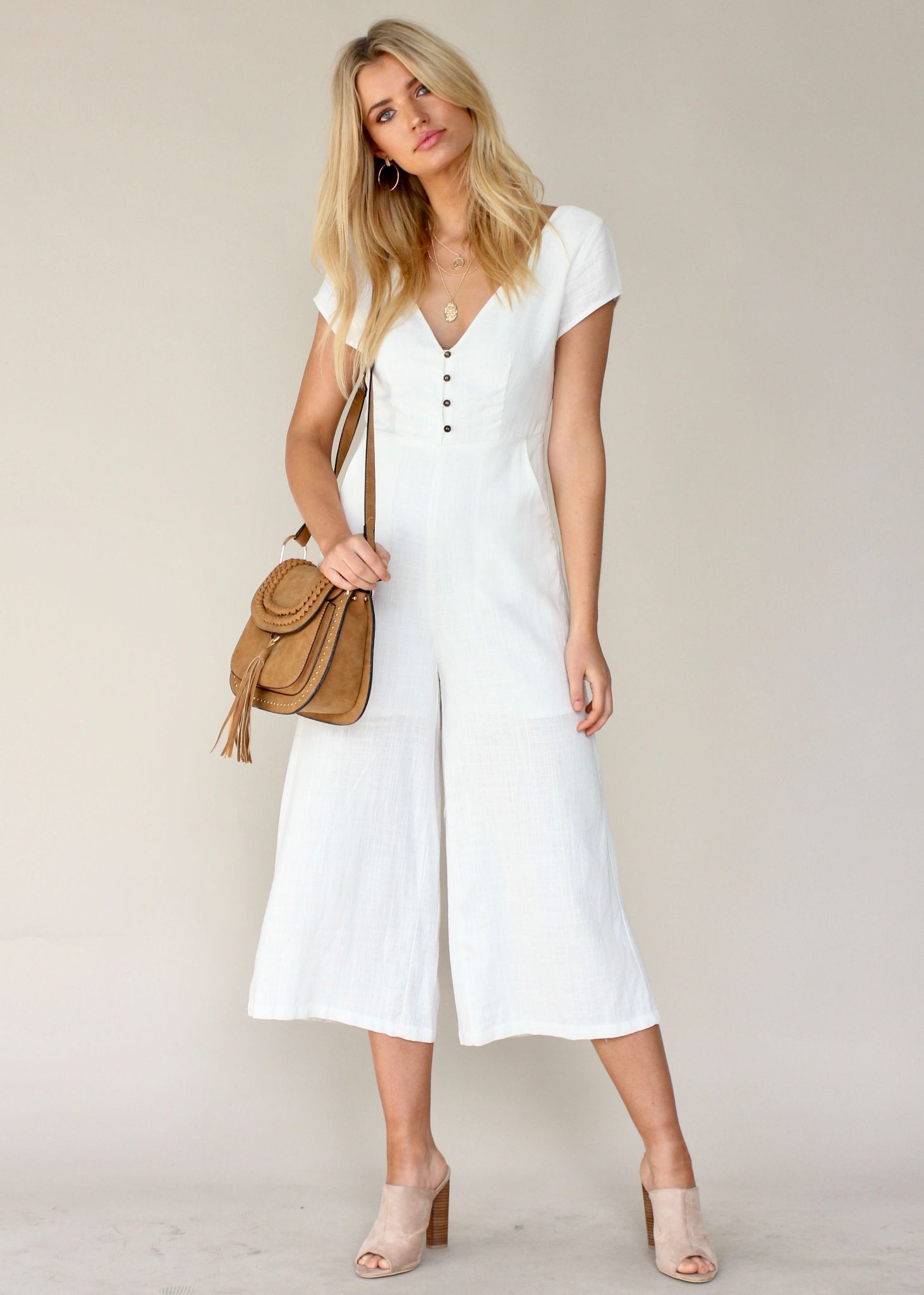 Open Skylight Pantsuit - White