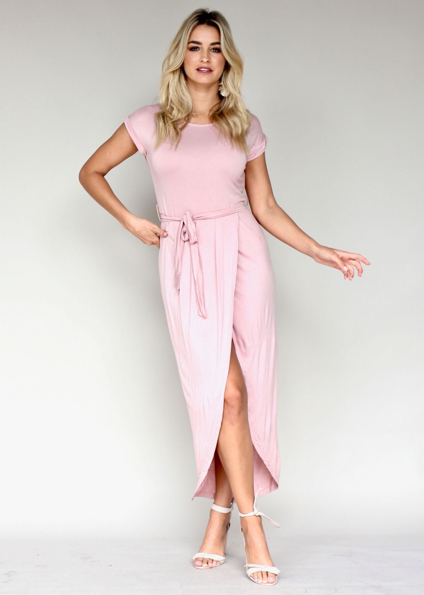 Walk This Way Jersey Midi Dress - Dusty Pink