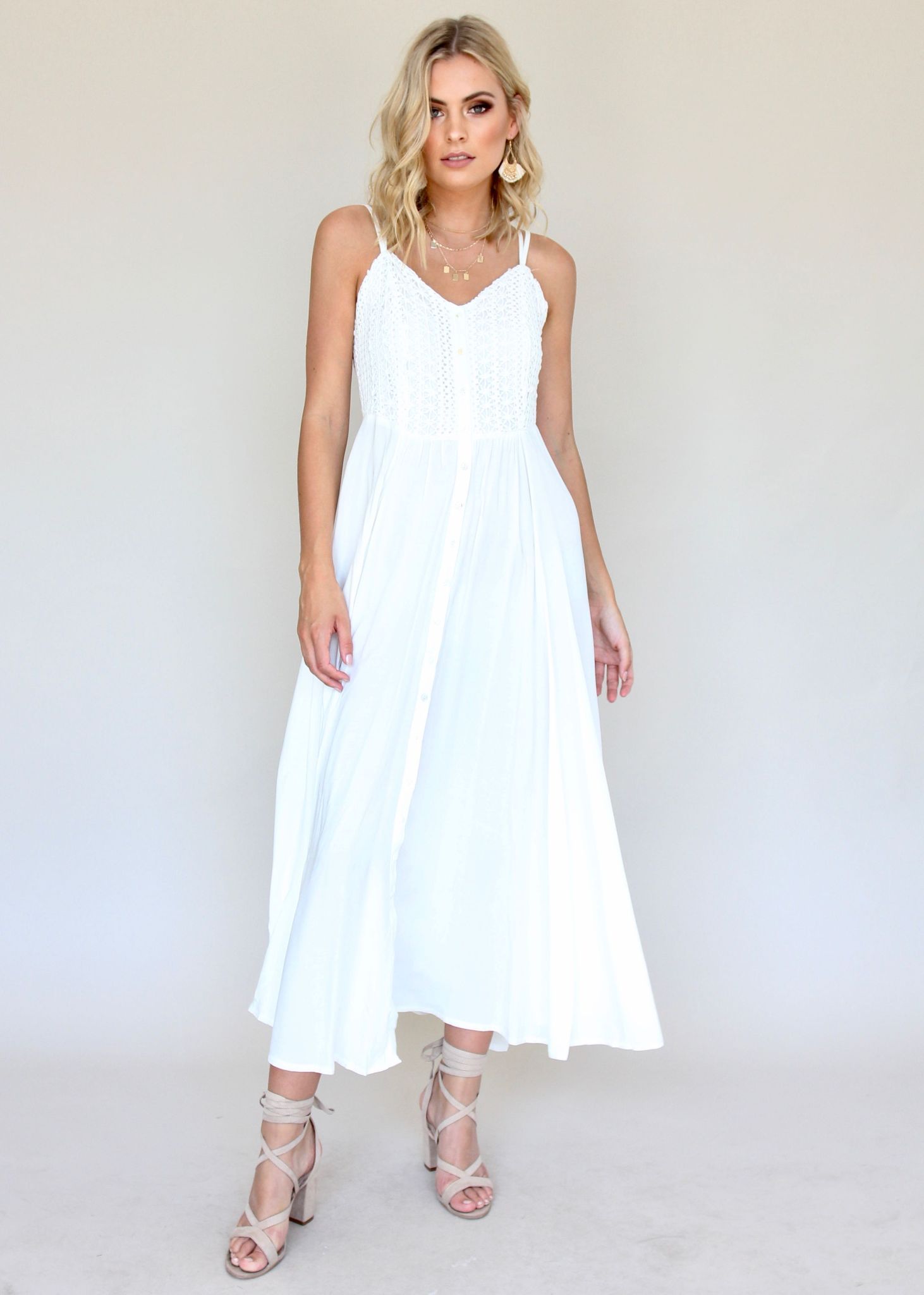 Mimi Maxi Dress - White Embroidered