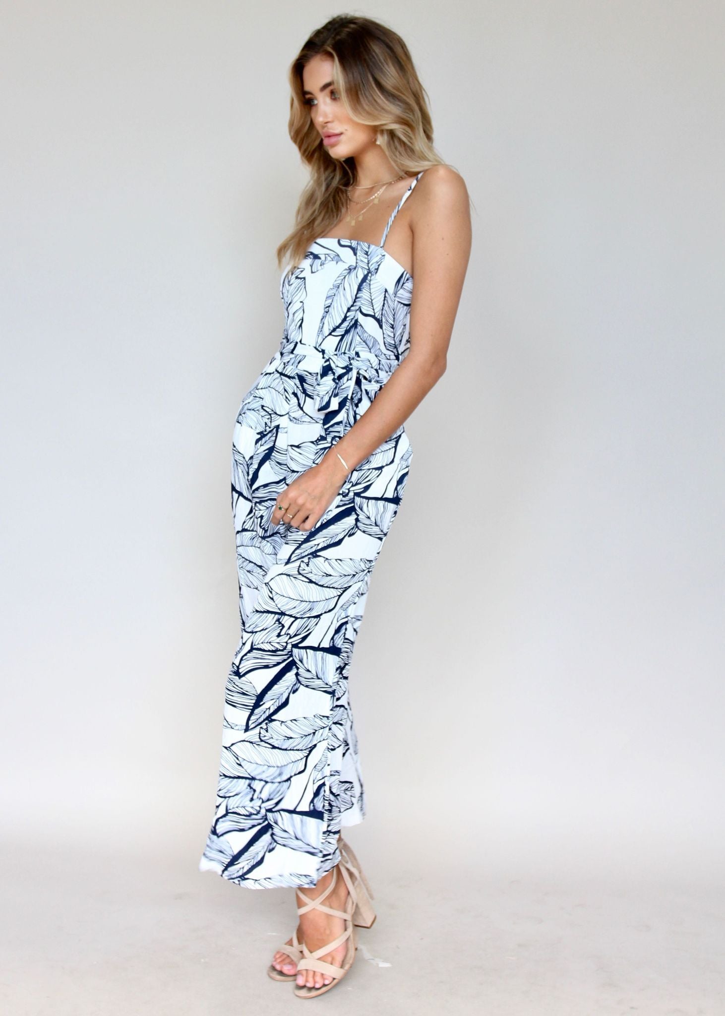 Miles to Sunshine Pantsuit - White/Navy