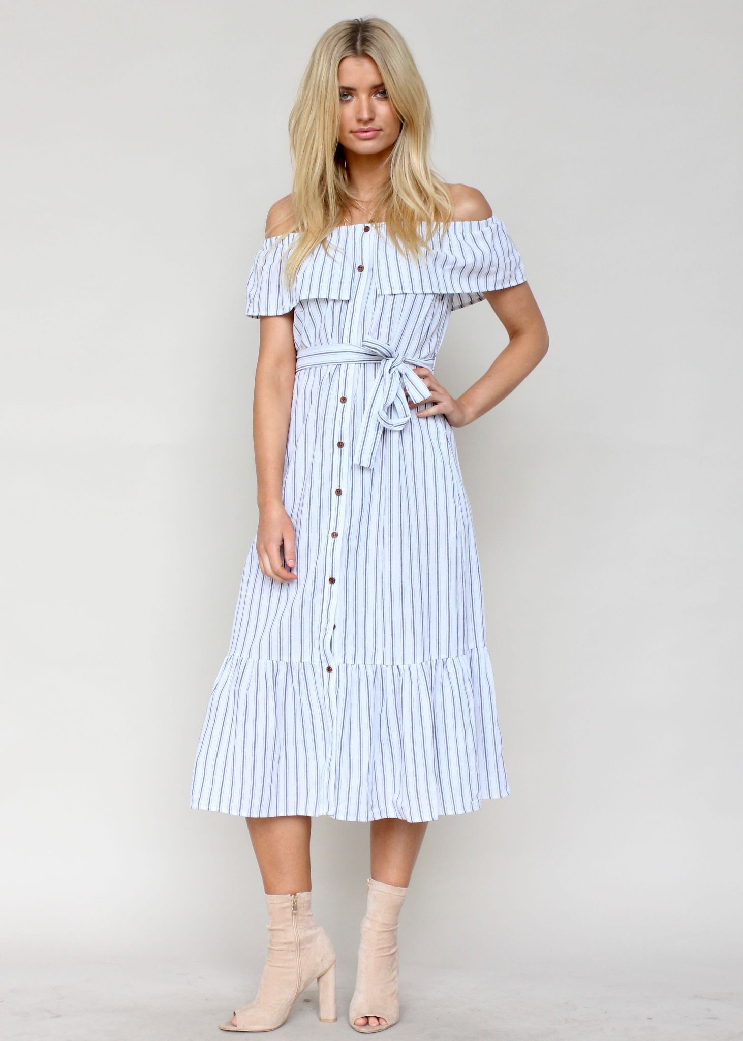Precious Moments Strapless Midi Dress - White/Black