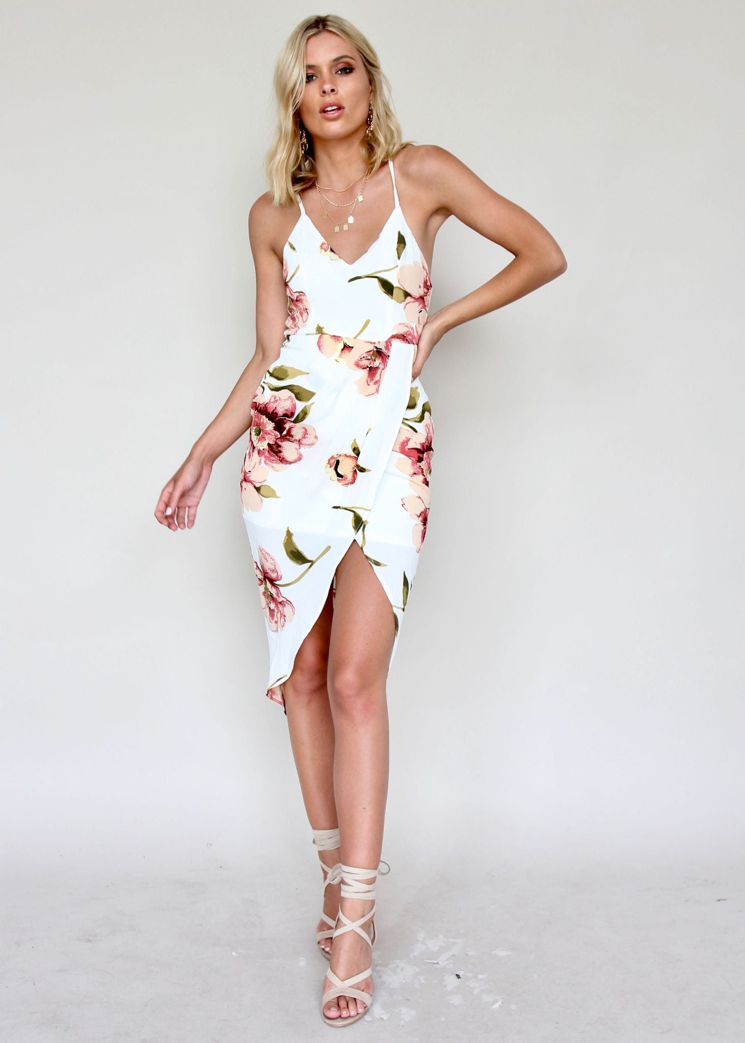 Night Romance Midi Dress - Peach Bloom