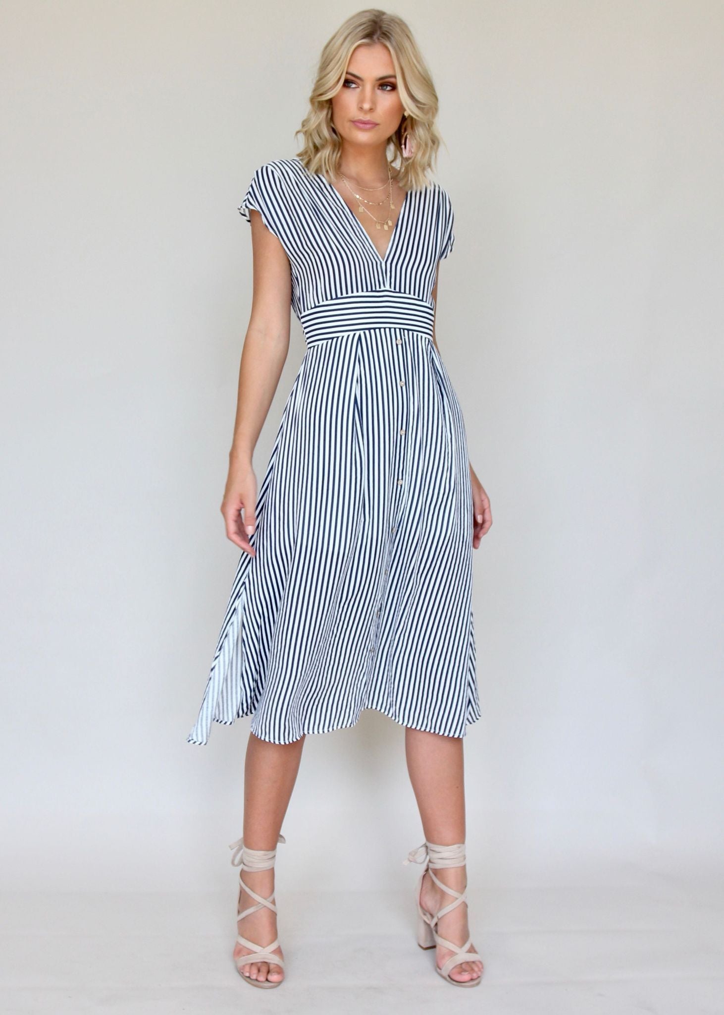 To Be Kind Midi Dress - Navy Stripe