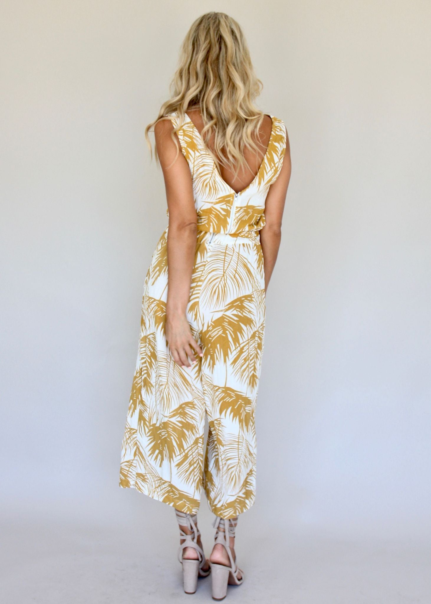 Cloud Break Pantsuit - Mustard Palms