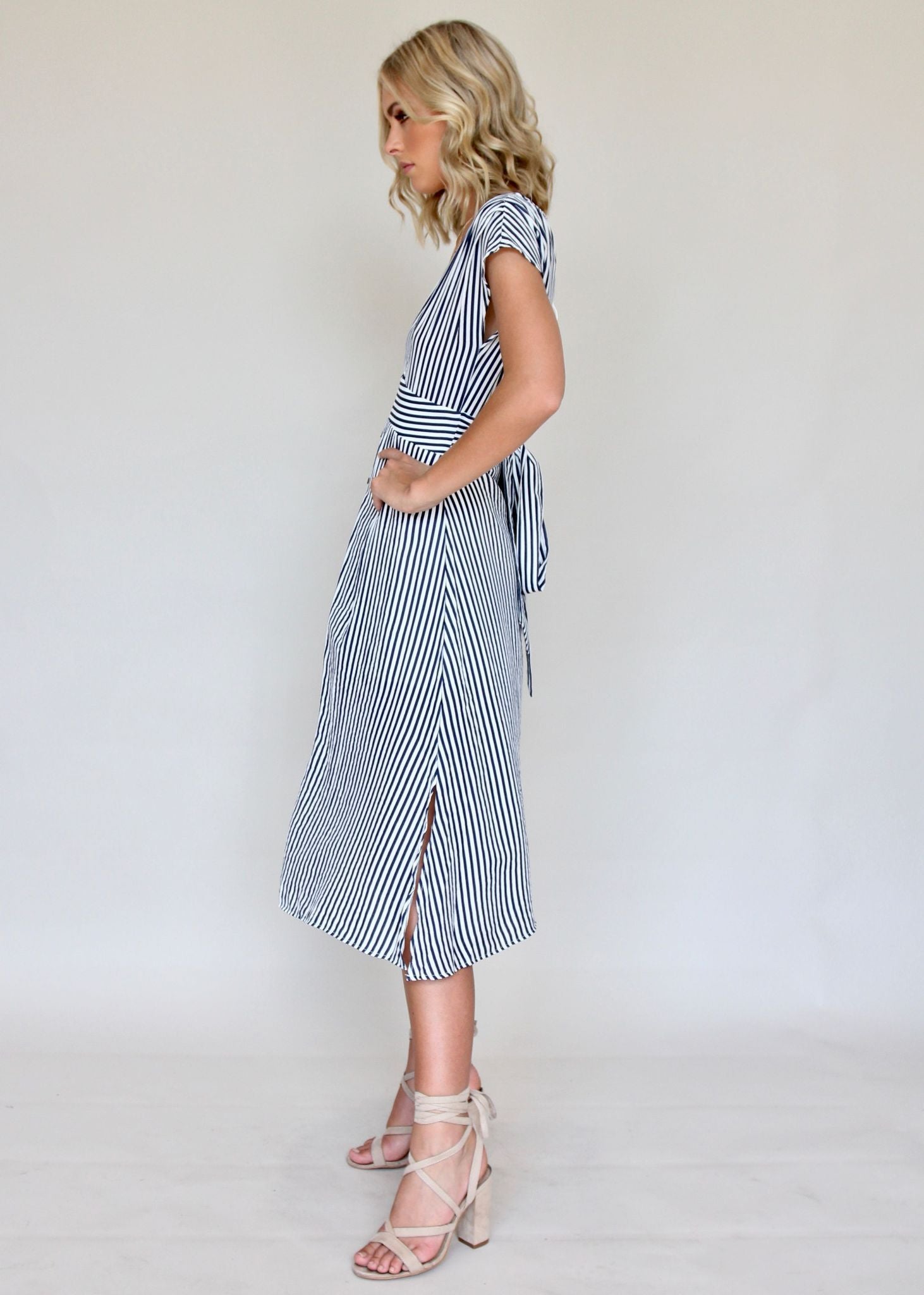 To Be Kind Midi Dress - Navy Stripe