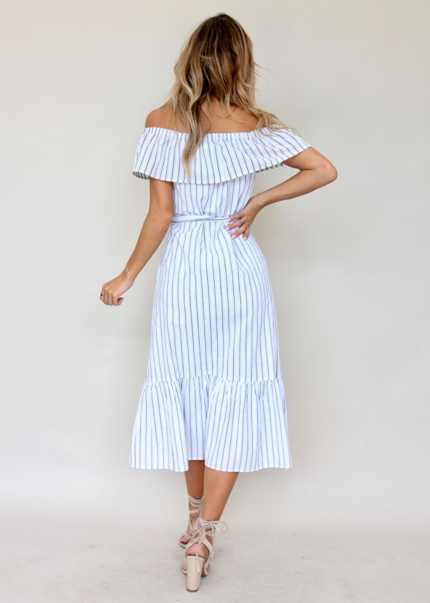 Precious Moments Strapless Midi Dress - White/Black