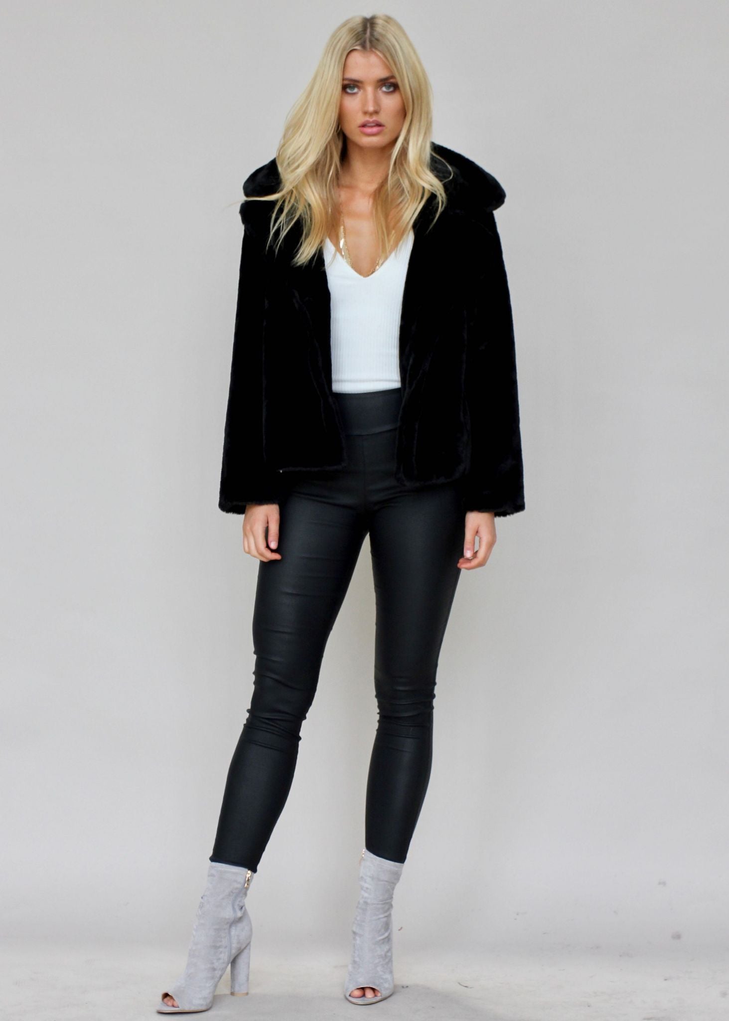About A Girl Plush Jacket - Black