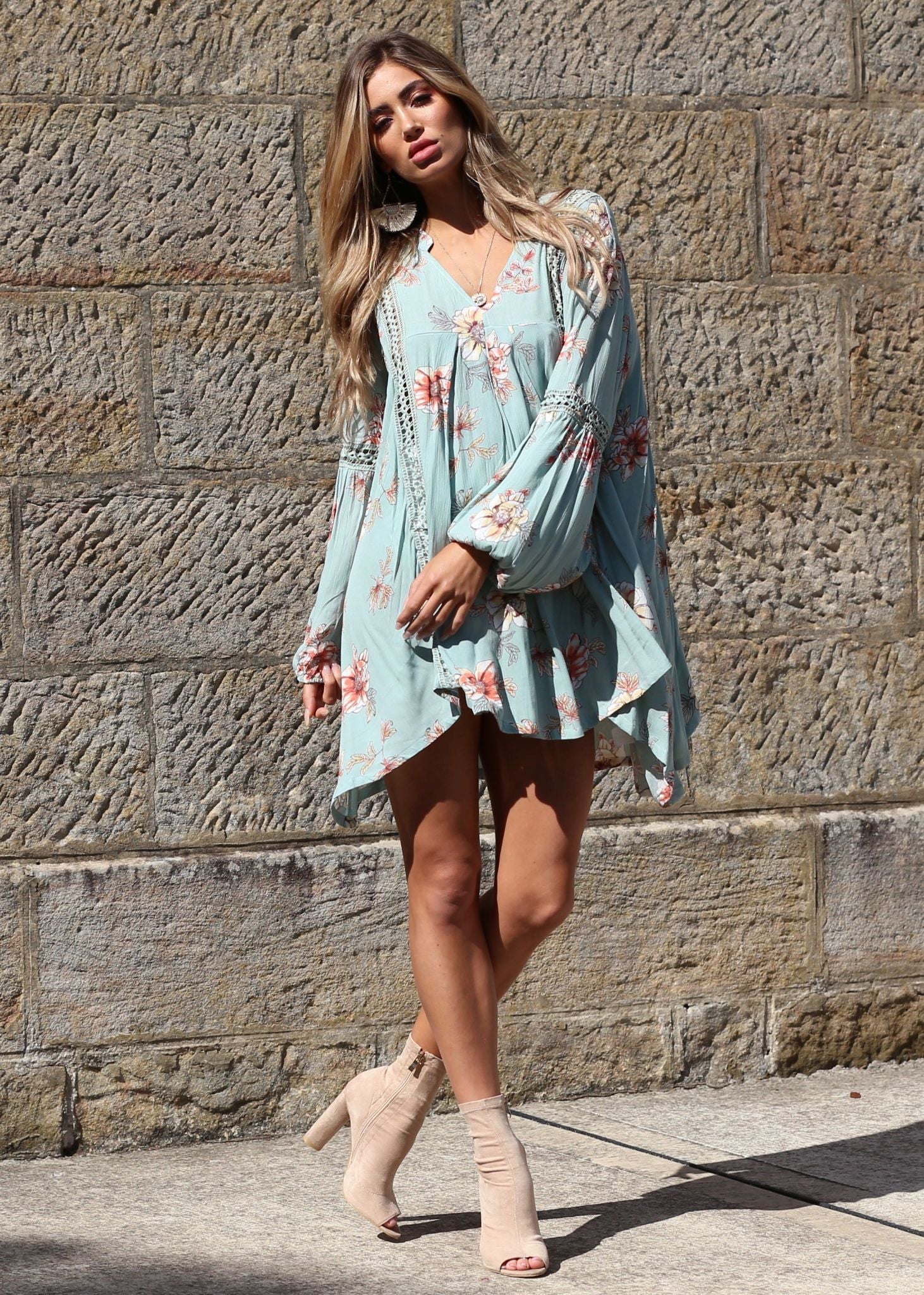 By My Side Swing Dress - Sage Floral